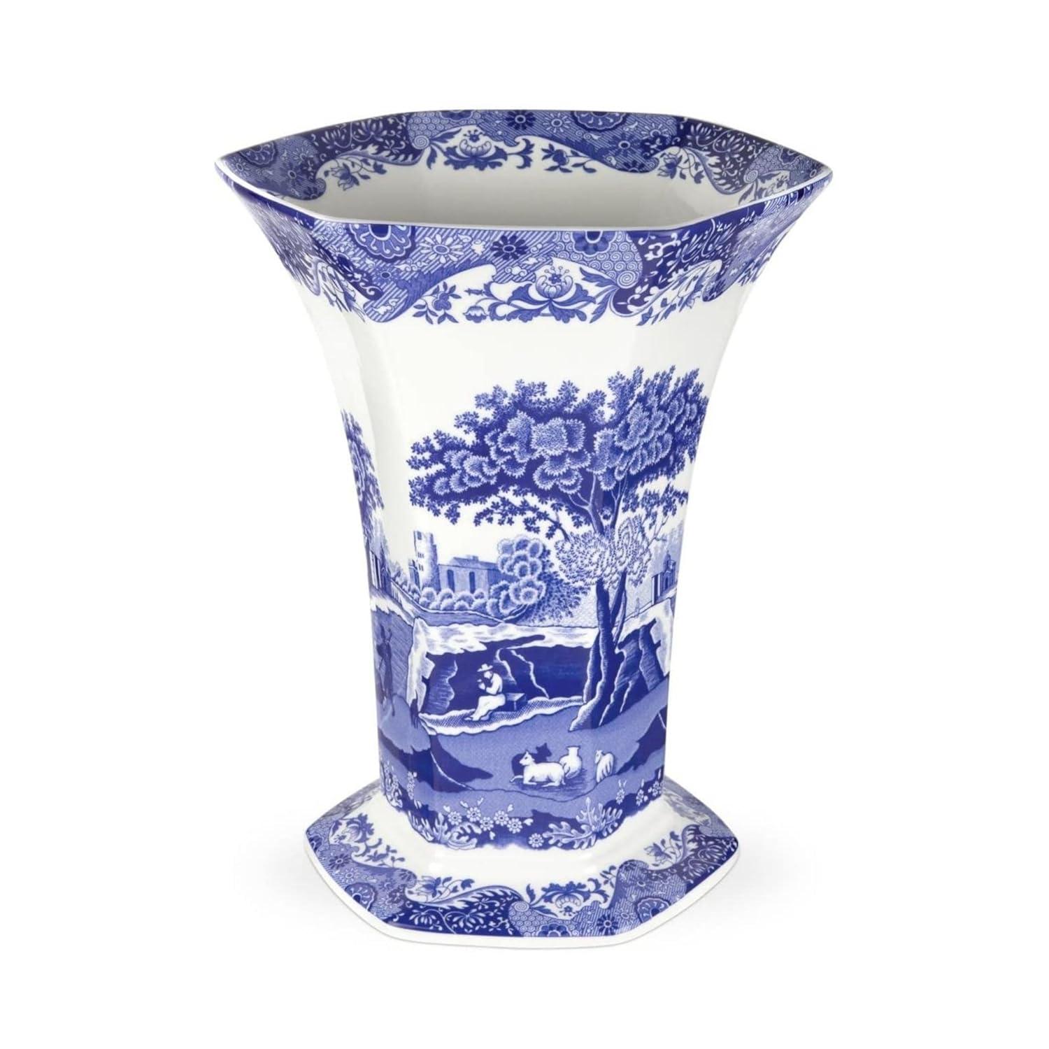 Spode Spode Blue Italian Hexagonal Vase 10.5"