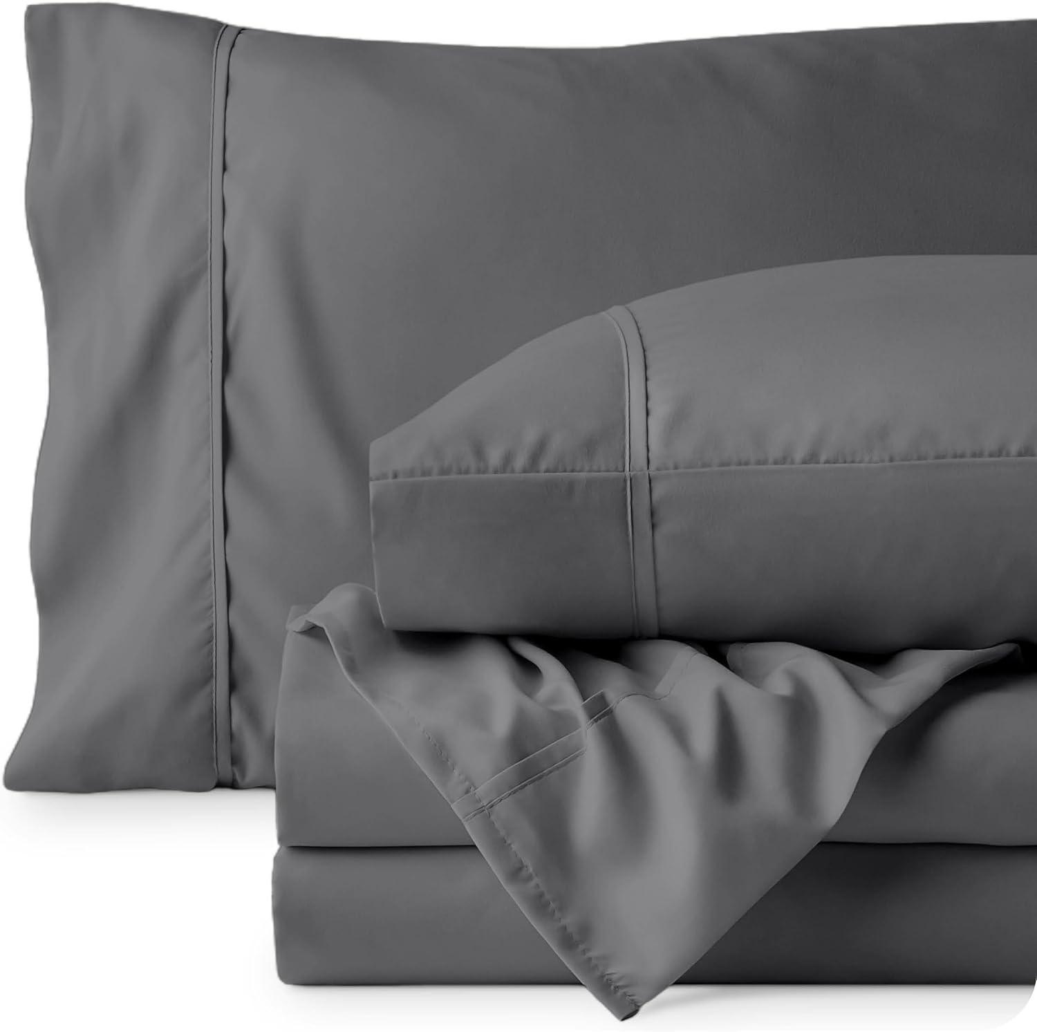 Gray Twin-XL Microfiber 4-Piece Luxury Bed Sheet Set