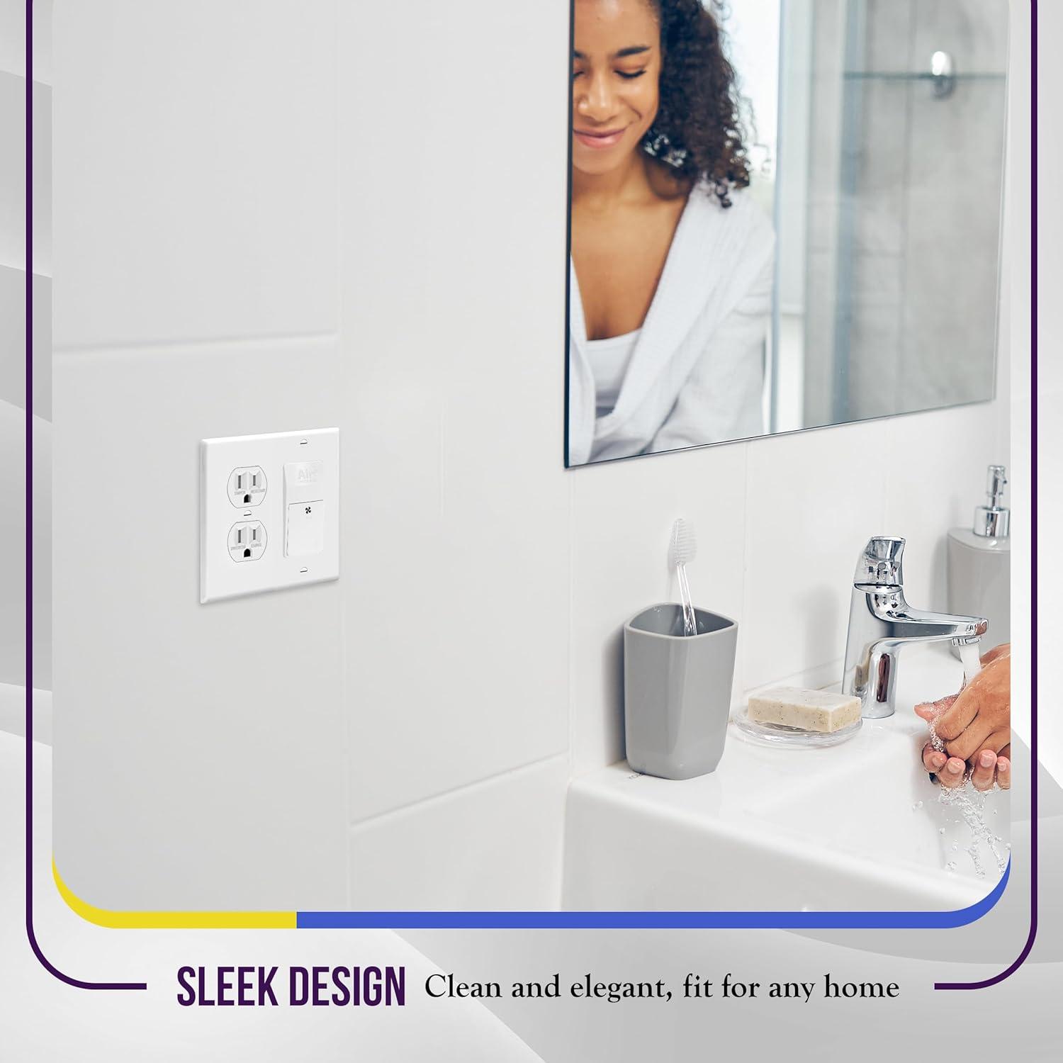 ENERLITES Combination Duplex Receptacle Outlet/Decorator Rocker Light Switch Wall Plate Cover, Standard Size 2-Gang 4.50" x 4.57", Polycarbonate Thermoplastic, UL Listed, 882131-W, White