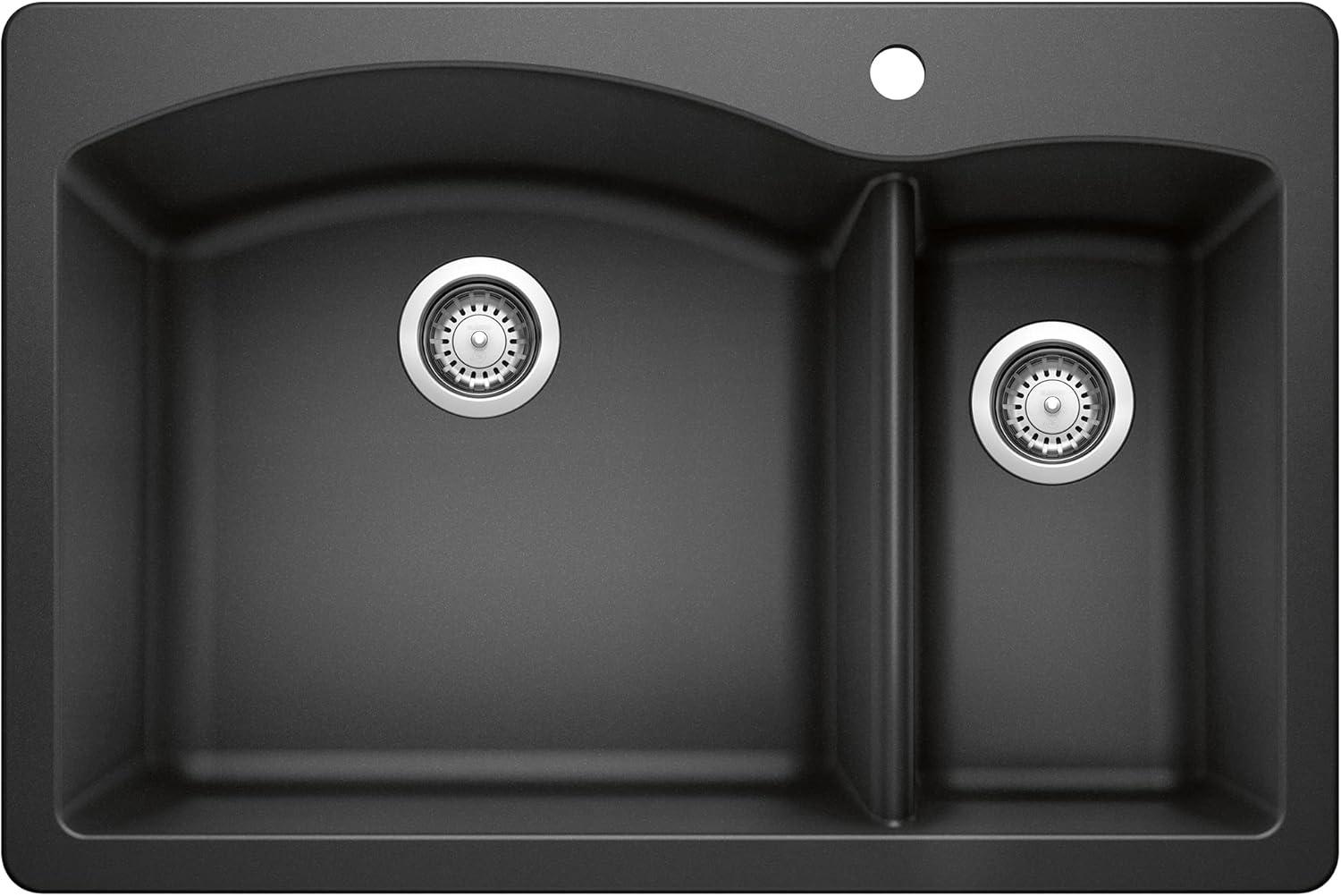 Diamond Silgranit 33" L x 22" W Double Basin Drop-In/Undermount Sink