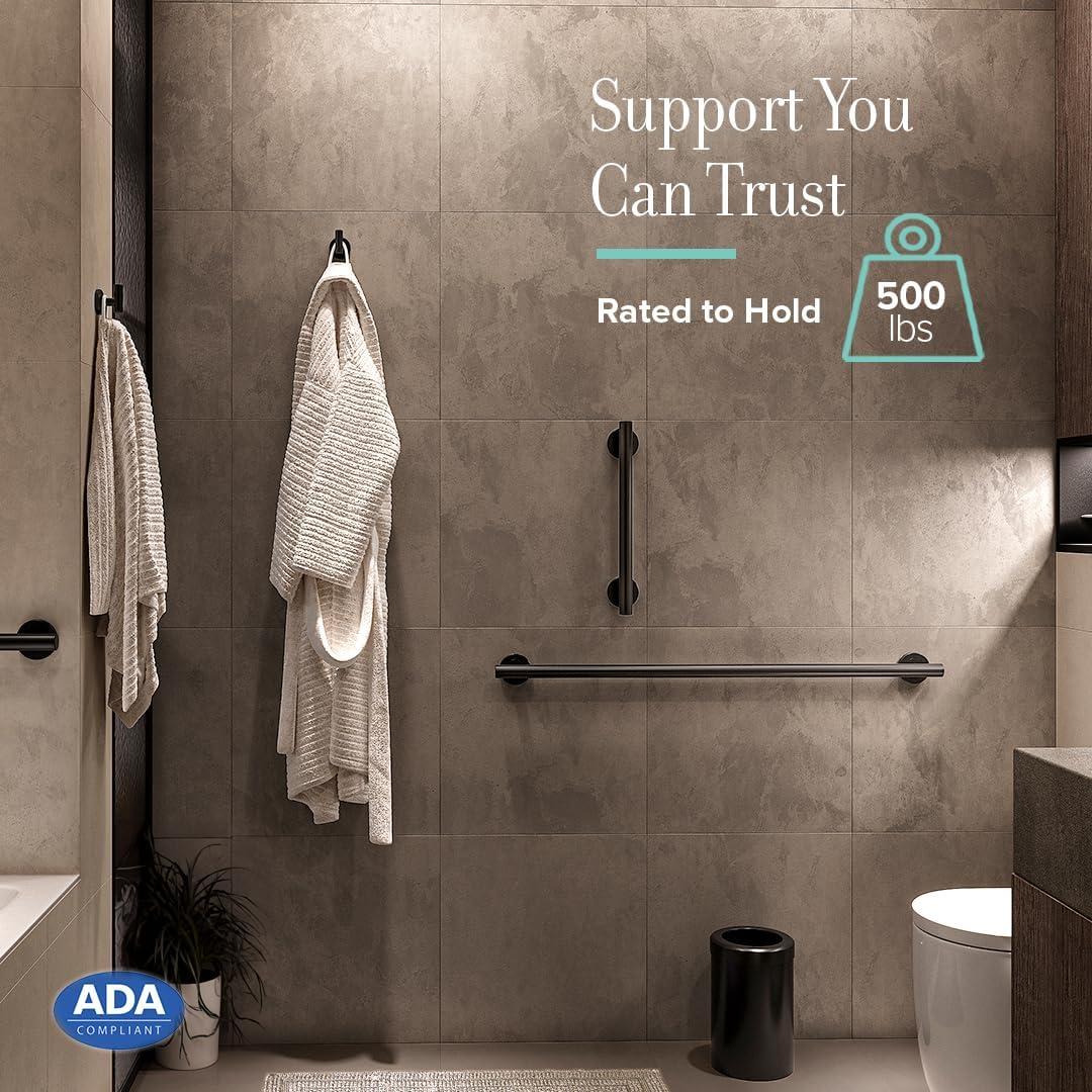 Latitude II Stainless Steel Wall Mount Grab Bar | ADA Compliant Safety Bar For Bathroom