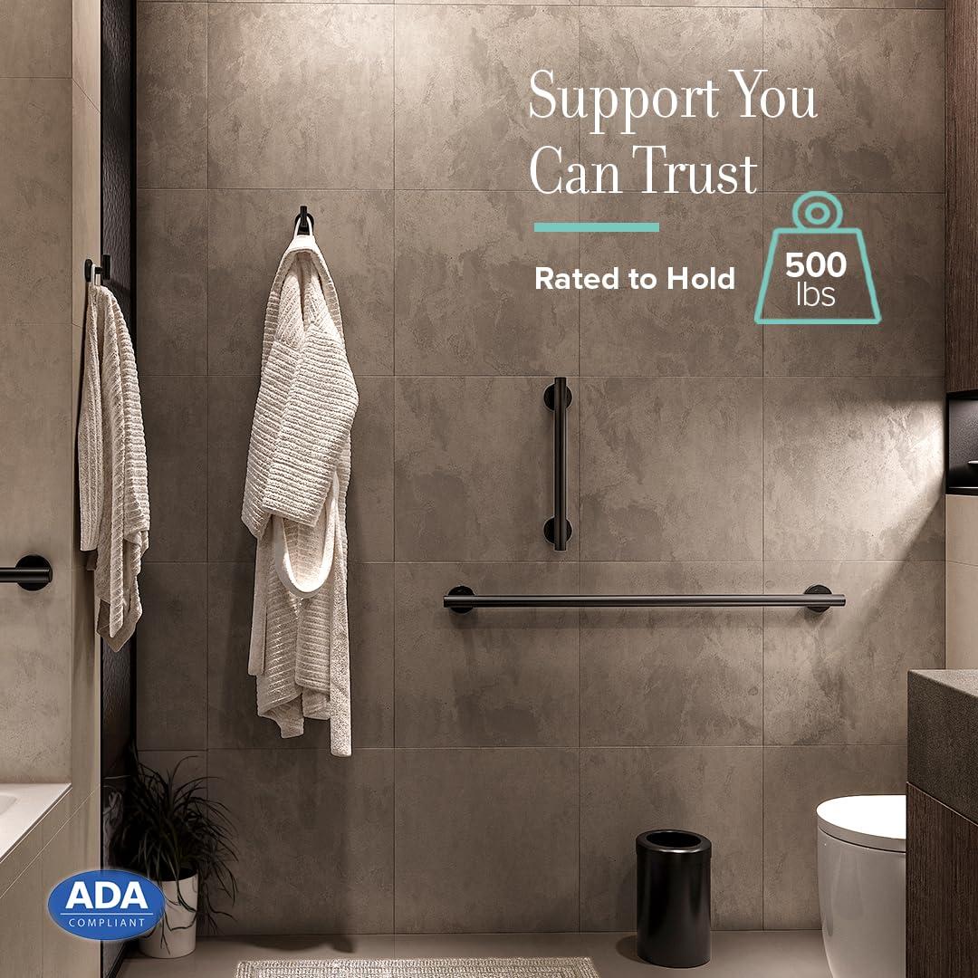 Latitude II Stainless Steel Wall Mount Grab Bar | ADA Compliant Safety Bar For Bathroom