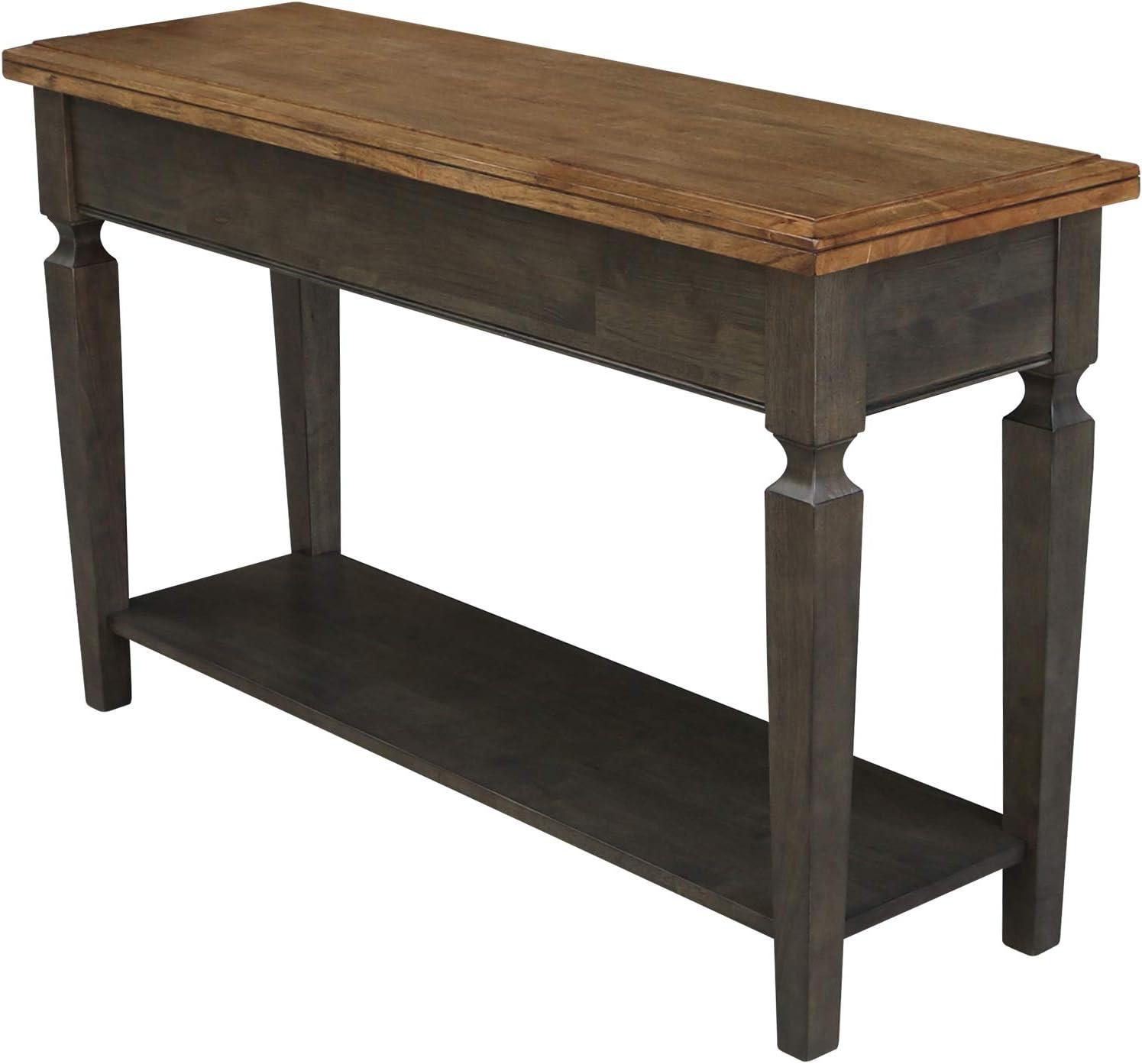 Vista 56'' Hickory and Washed Coal Wood Console Table with Storage