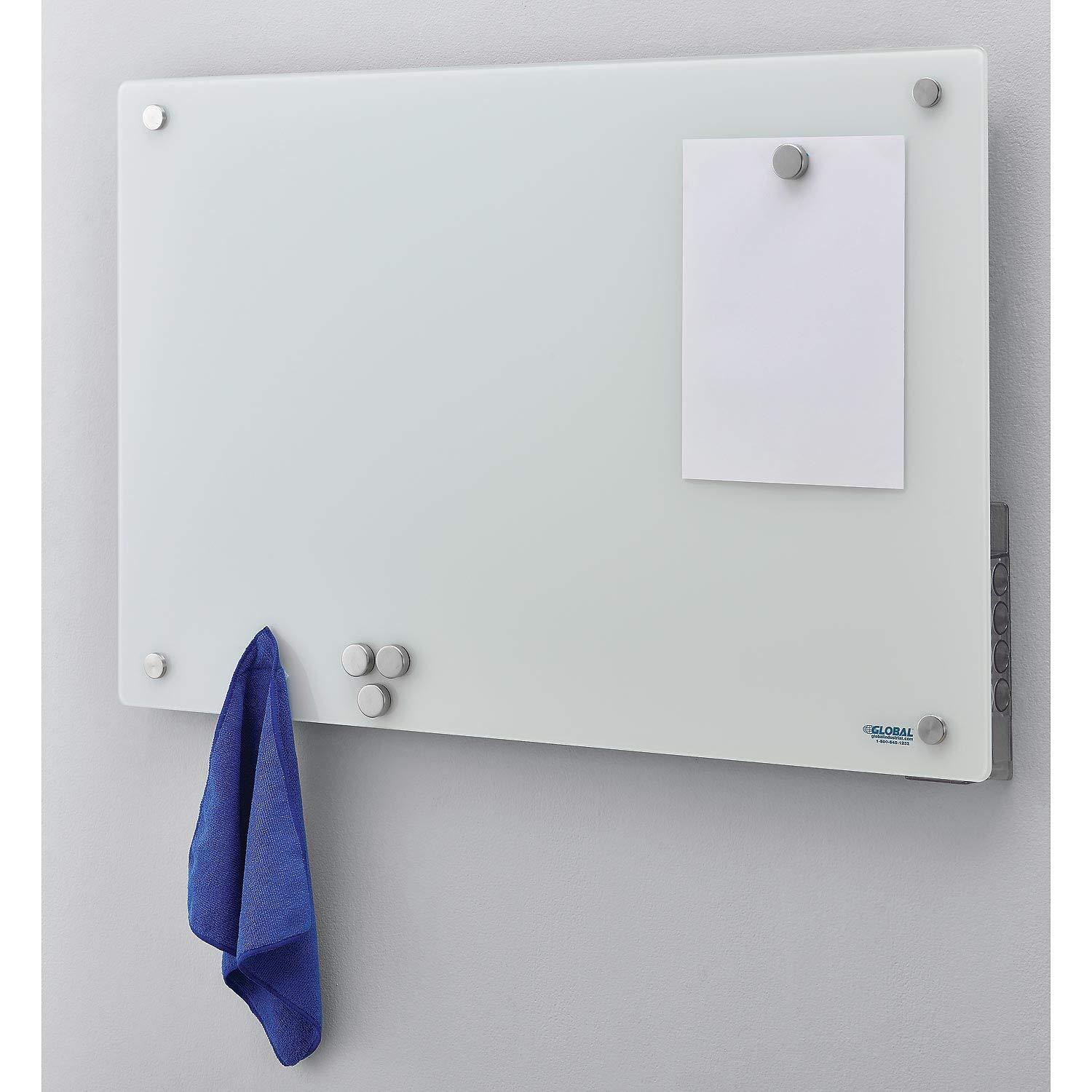 48 x 36 Magnetic Glass Dry Erase Whiteboard with Markers and Eraser, White