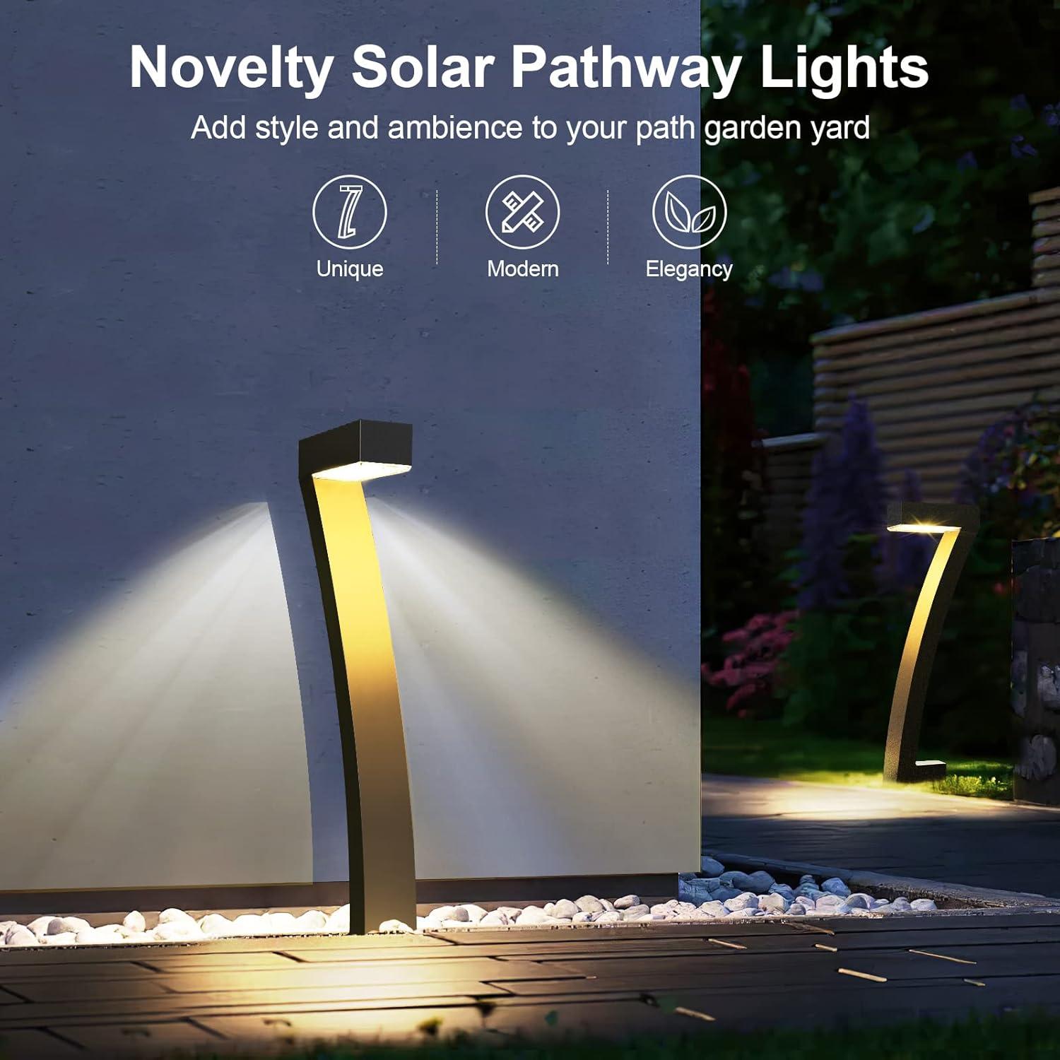 Matte Black LED Solar Pathway Lights, 6-Pack