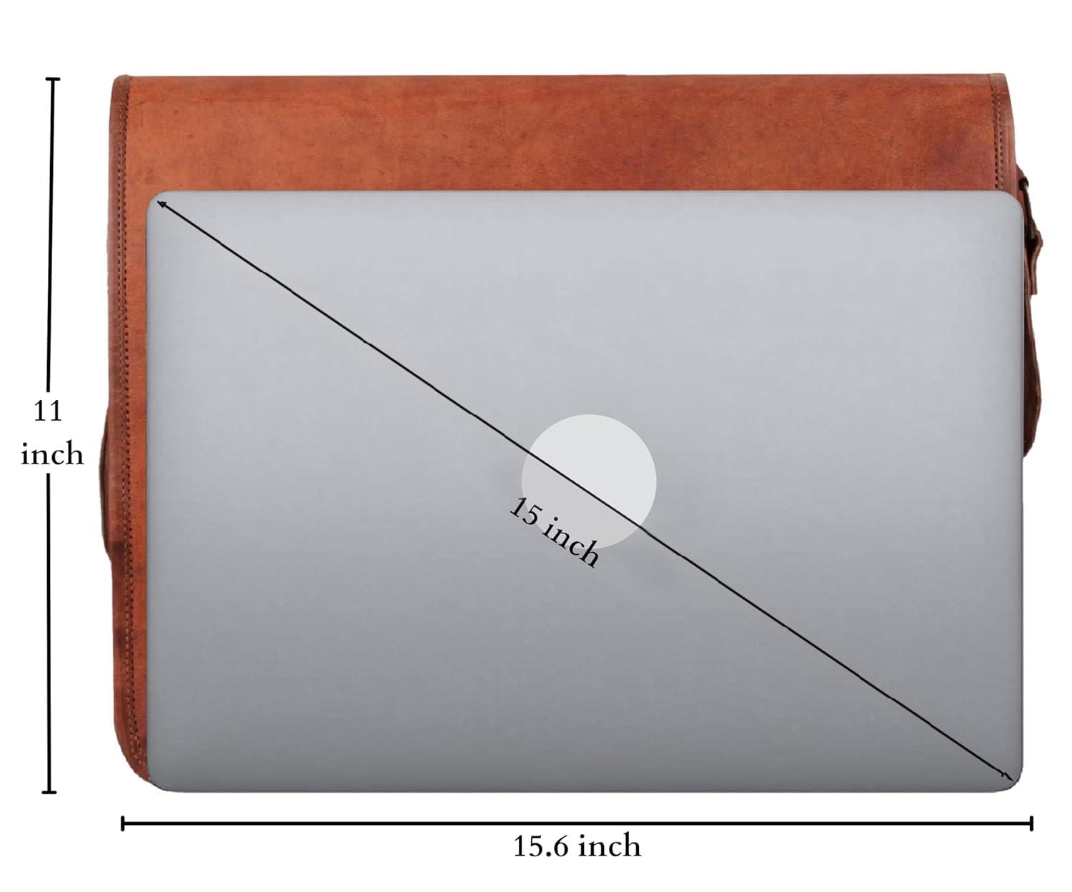 Messenger Bag Genuine Leather (Unisex, Adults, Brown, Medium) by Vintage Gallery!!