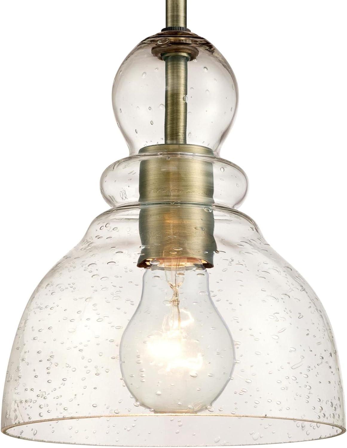 Westinghouse Lighting 6356500 1 Light Mini Pendant Antique Brass Finish with Clear Seeded Glass