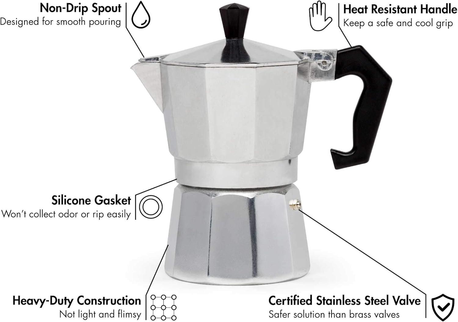 Primula 3-Cup Silver Aluminum Stovetop Espresso Maker