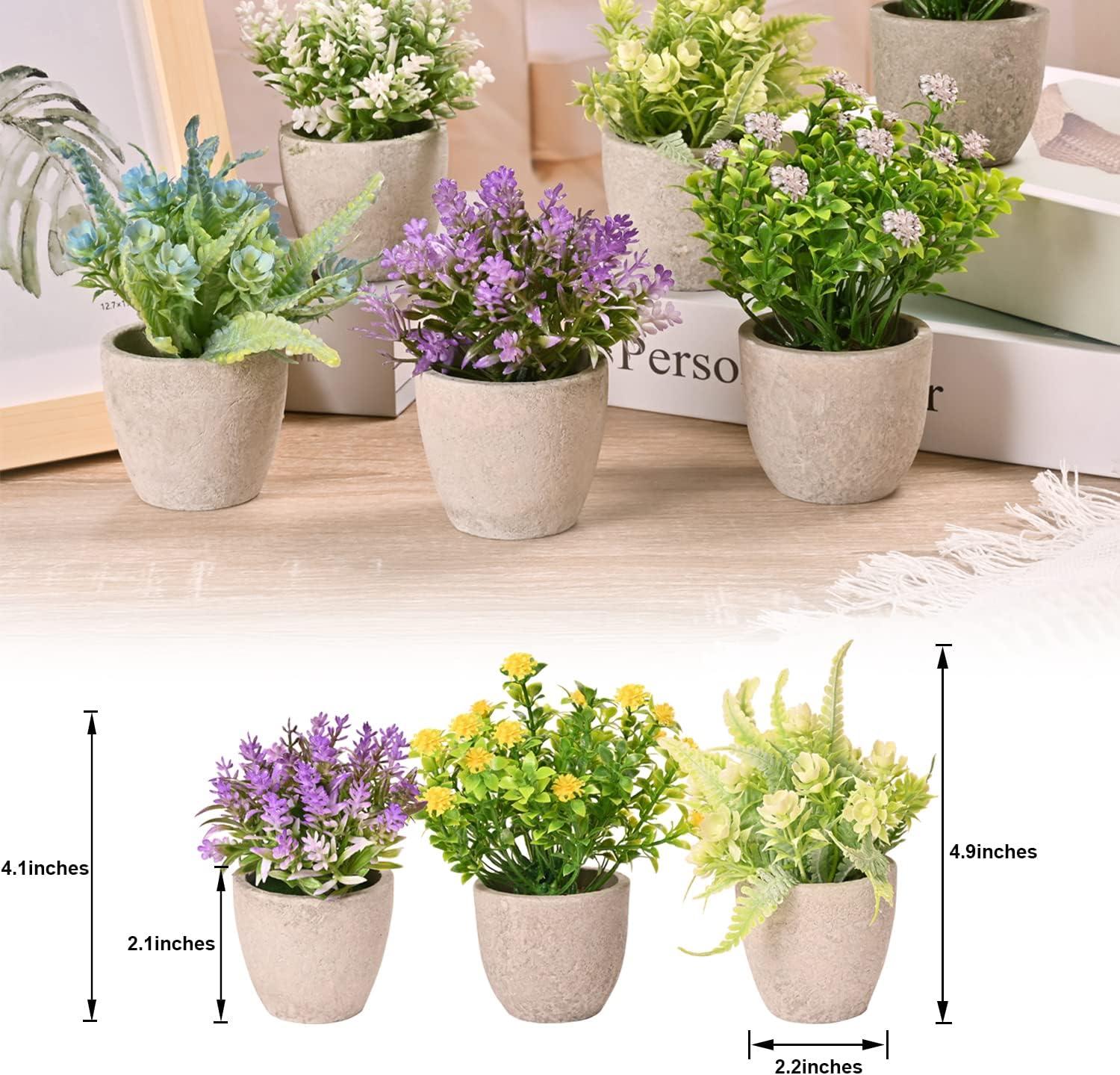 Set of 6 Multicolor Plastic Potted Artificial Flowers