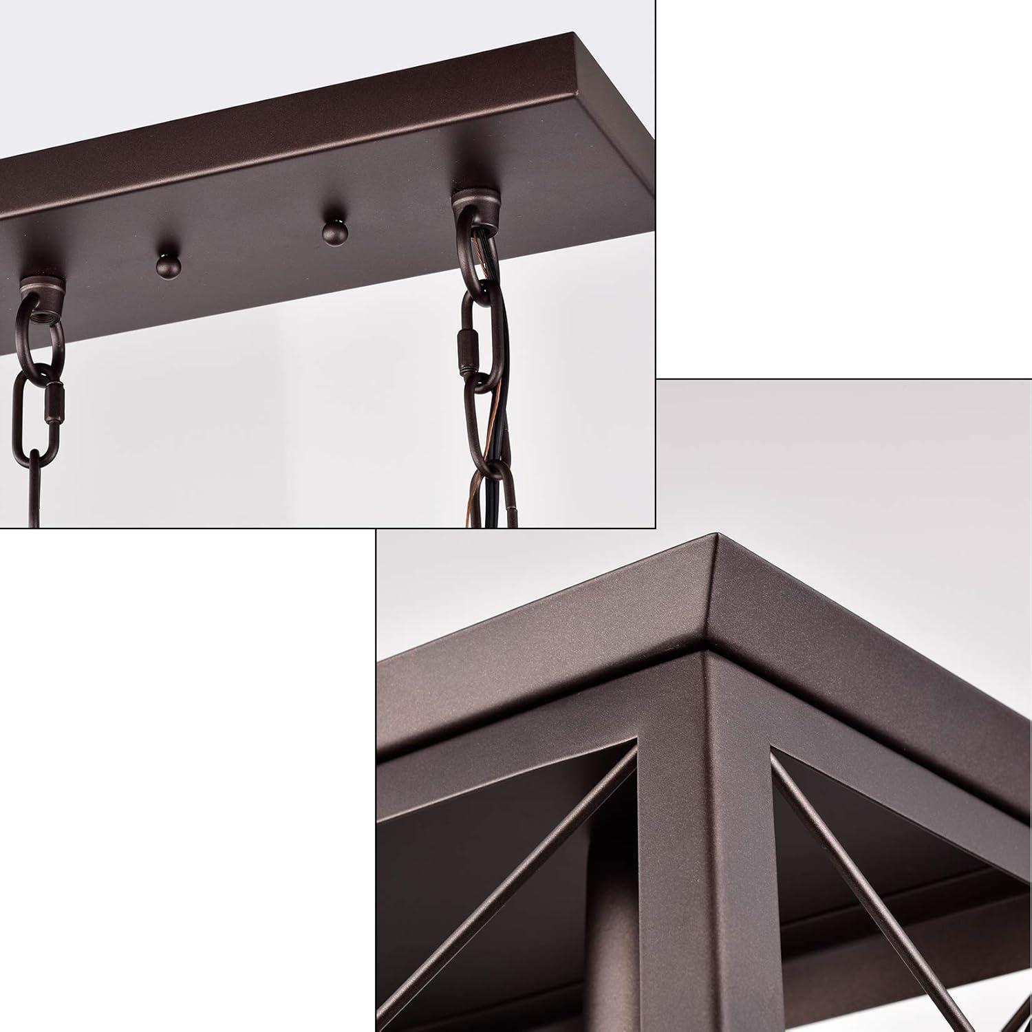 Progress Lighting Briarwood 5-Light Linear Chandelier, Antique Bronze, Faux-Painted Wood Enclosure