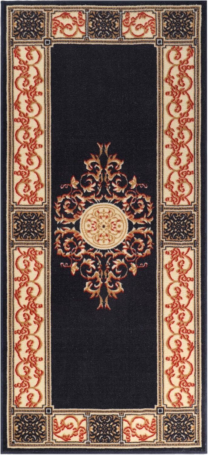 Superior Classic Elegant Floral Medallion Power-Loomed Indoor Area Rug, Midnight Blue, 4' x 6'