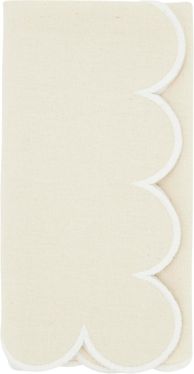 Natural Cotton Scalloped Hem Napkin Set of 4