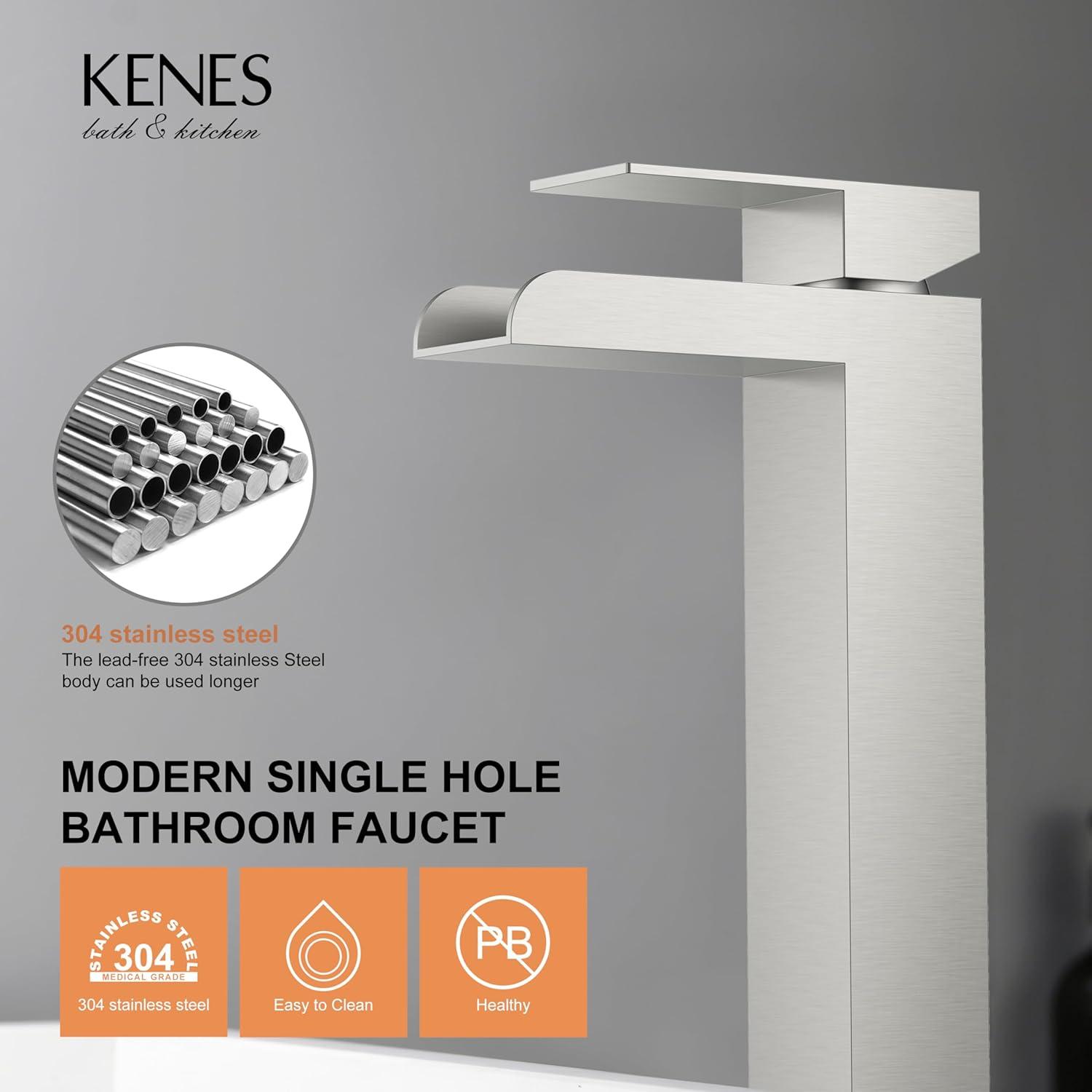 Matte Black Stainless Steel Tall Waterfall Bathroom Faucet