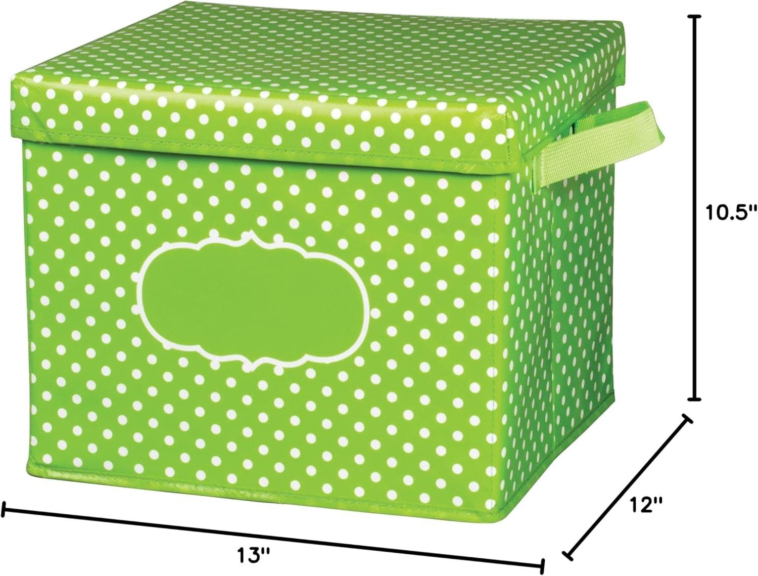 Teacher Created Resources Lime Polka Dots Storage Box