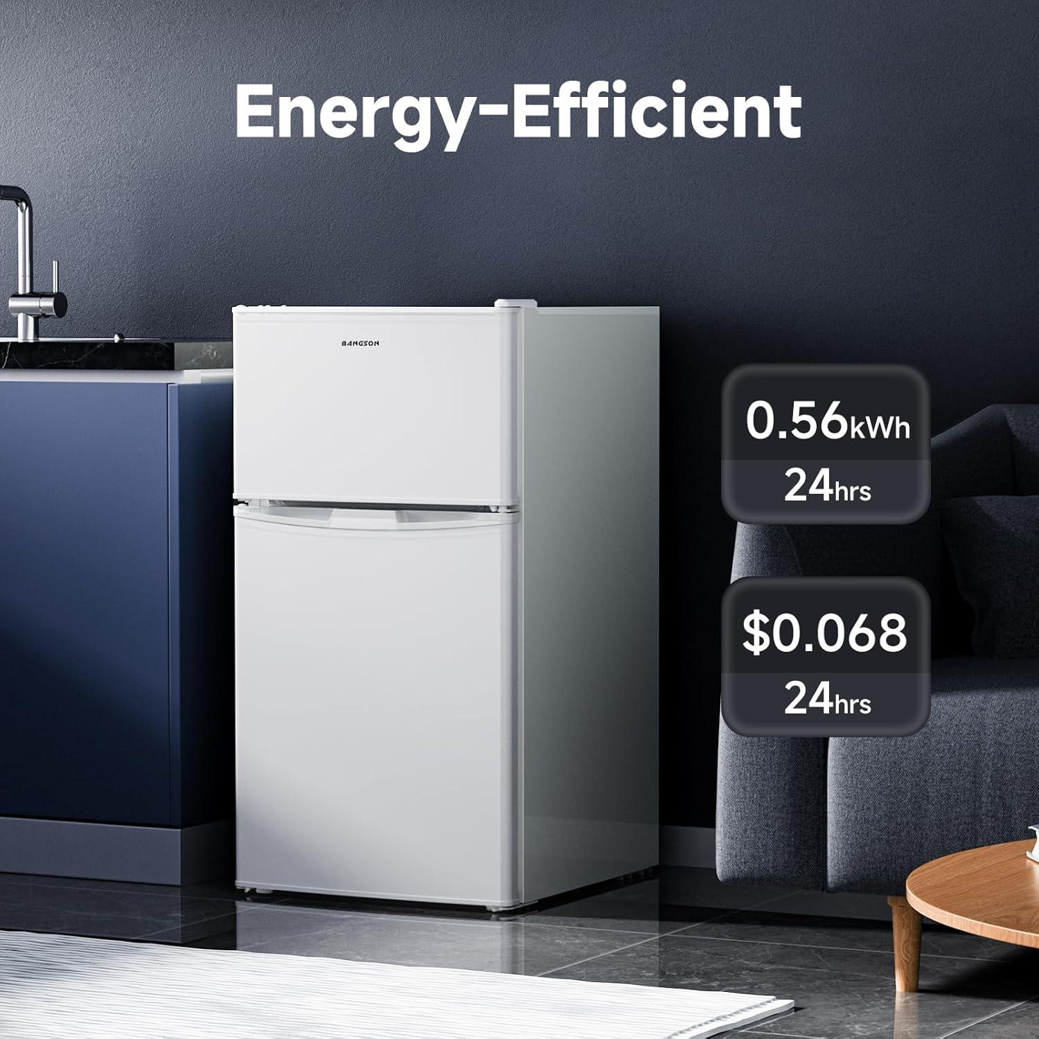 BANGSON BANGSON 3.2 CU.FT, 2 Door Small Refrigerator with Freezer US-BSR-200WH