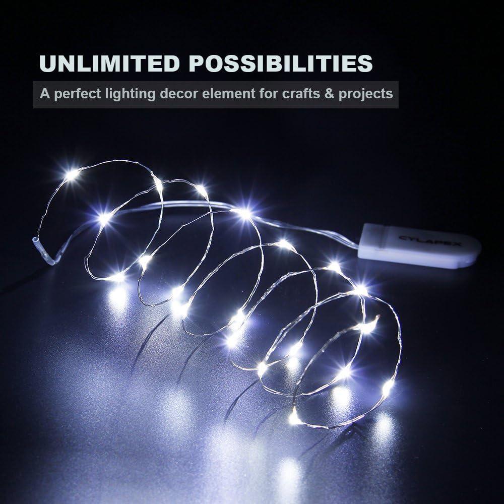 CYLAPEX 6 Pack Blue Fairy Lights Battery Operated Fairy String Lights Firefly Lights LED Starry String Lights 3.3ft 20 LEDs Silvery Copper Wire for Christmas DIY Decoration Costume Wedding Party