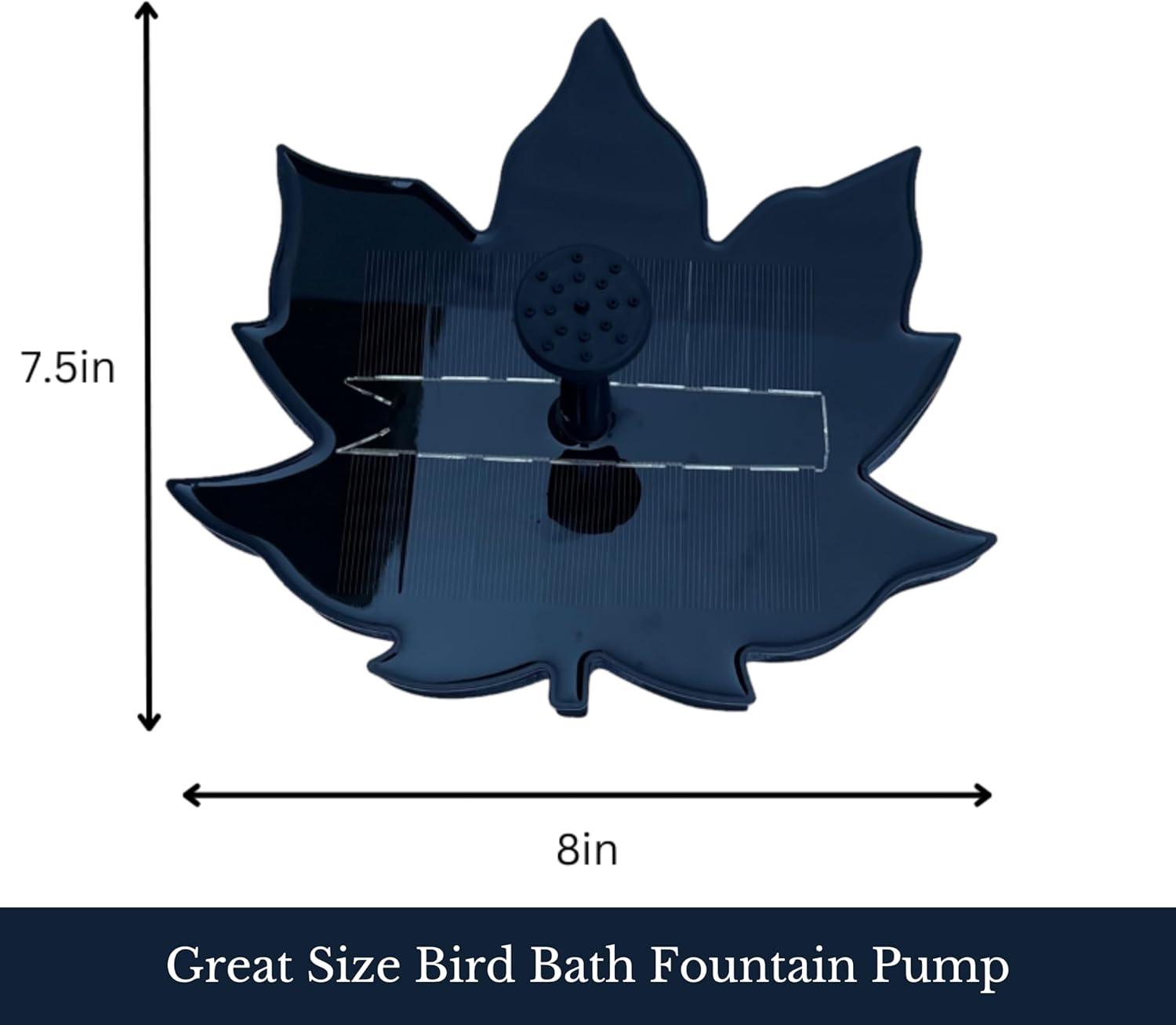 Black Leaf-Shaped Solar Powered Bird Bath Fountain