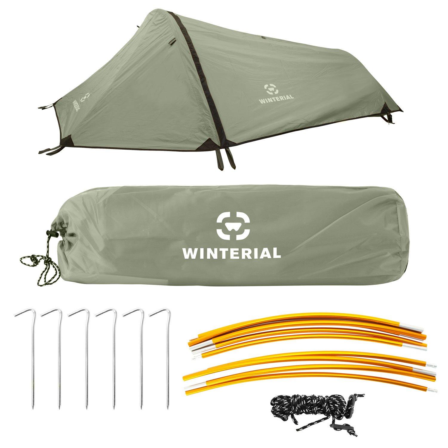 Winterial Camping Tent, 1/3/6 Person Lightweight Personal Bivy 1 to 6 Person Tent with Waterproof Tent Rainfly, Durable Stitched Tent for Camping, Beach, Backpacking, Hiking, and Festivals.