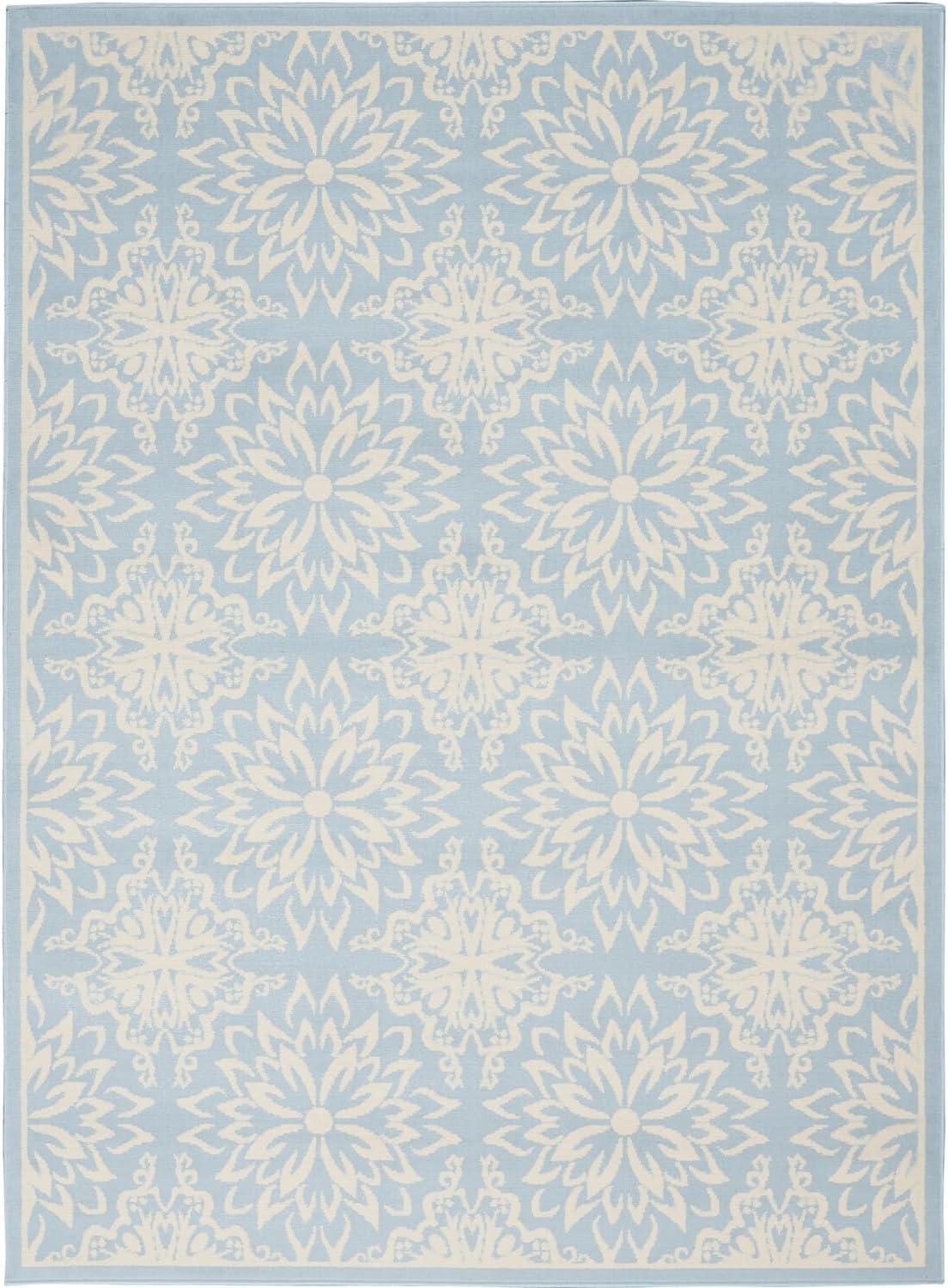 Elysian Ivory & Light Blue Floral 6' x 9' Viscose Area Rug