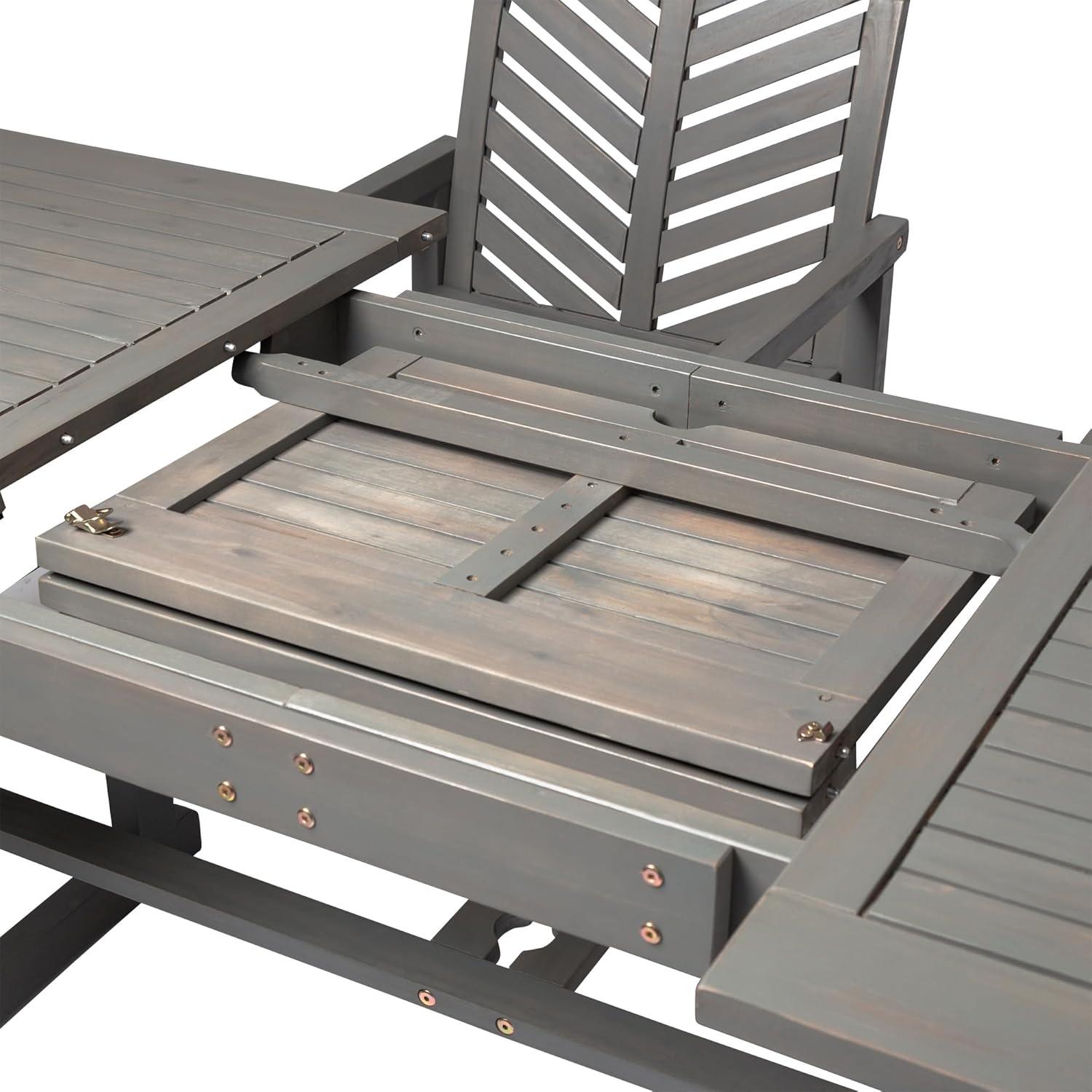 Modern 4-Person Chevron Walnut Wood Patio Dining Set