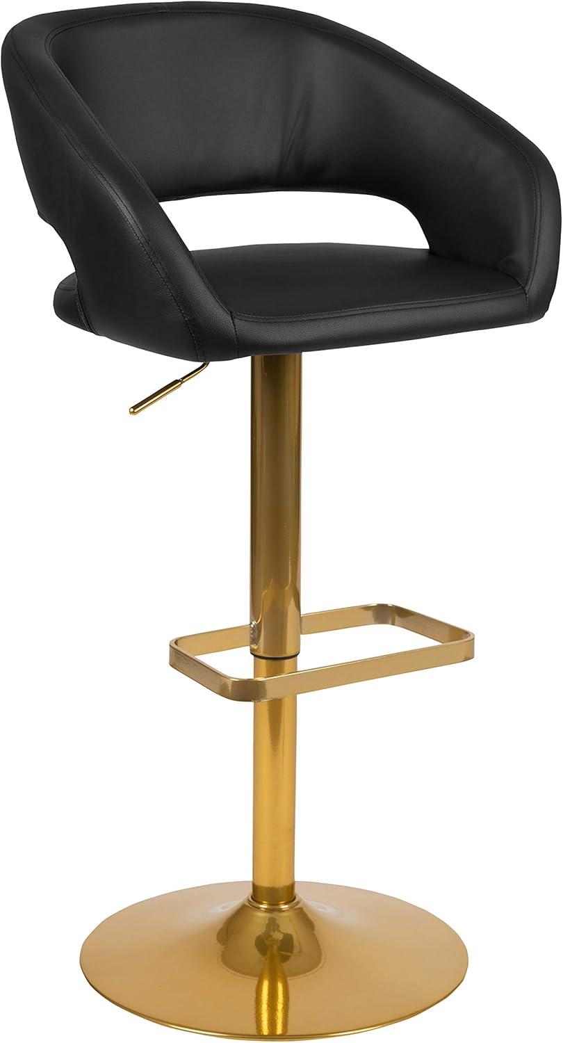 Flash Furniture Contemporary Vinyl Adjustable Height Barstool with Rounded Mid-Back