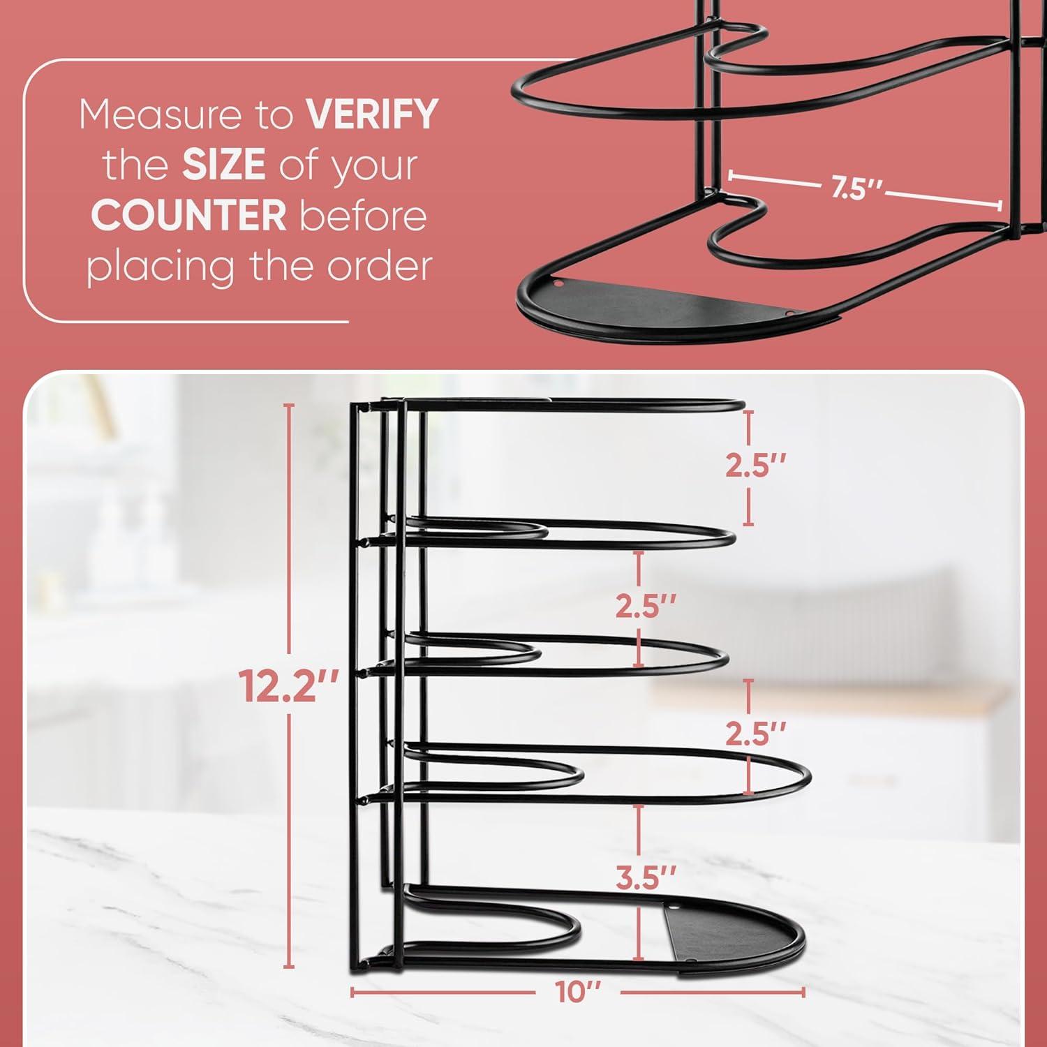 Black Heavy-Duty 5-Tier Metal Pots and Pans Organizer