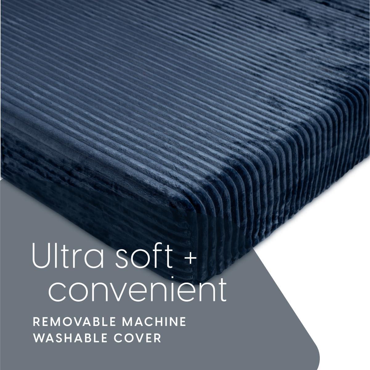 Milliard Tri Folding Sofa Mattress, Memory Foam Foldable Mattress with Ultra Soft & Washable Ribbed Fur Cover, Twin Size (75" x 38" x 6")