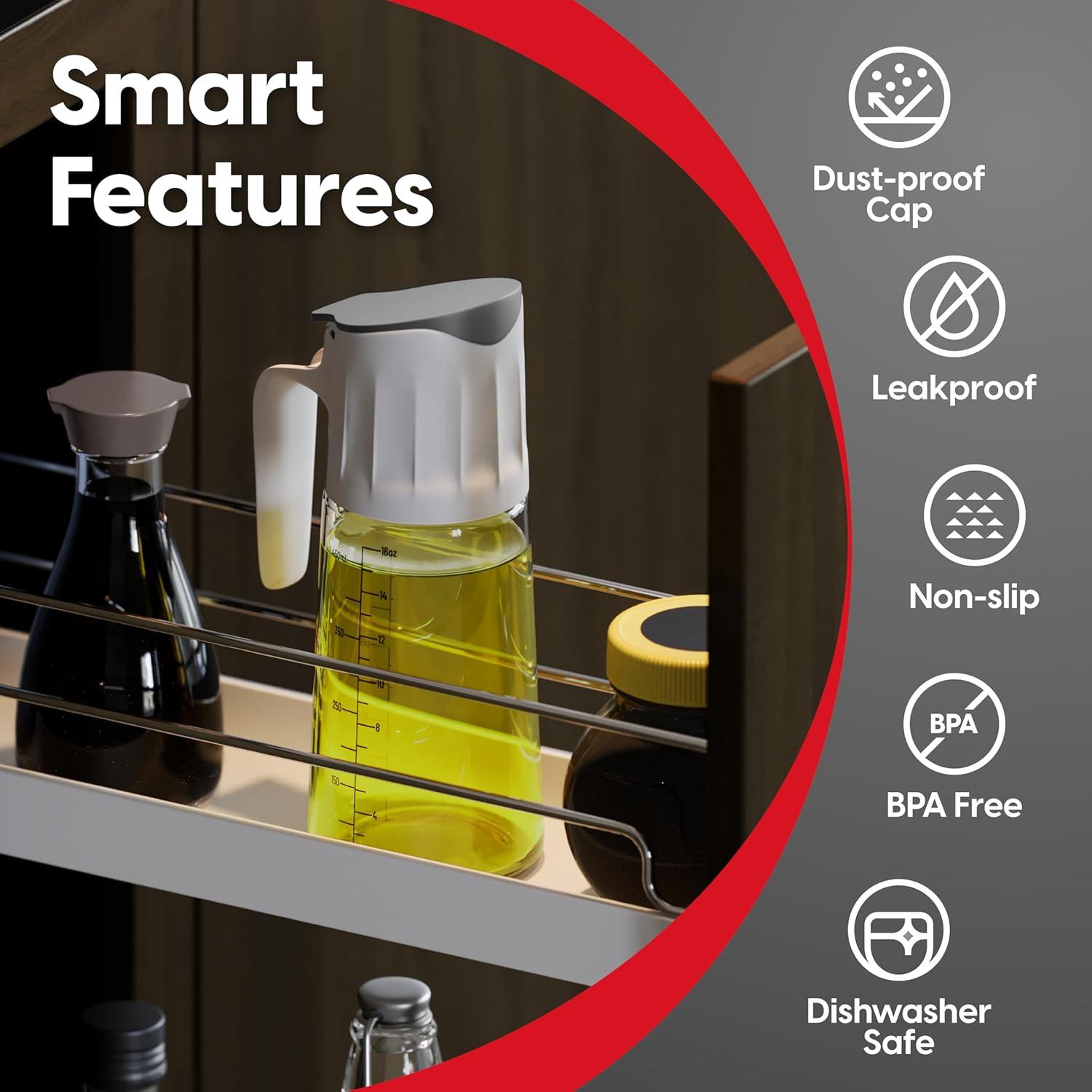 Dwellza Kitchen Cooking Olive Oil Dispenser Bottles For Kitchen With Drain And Measurements