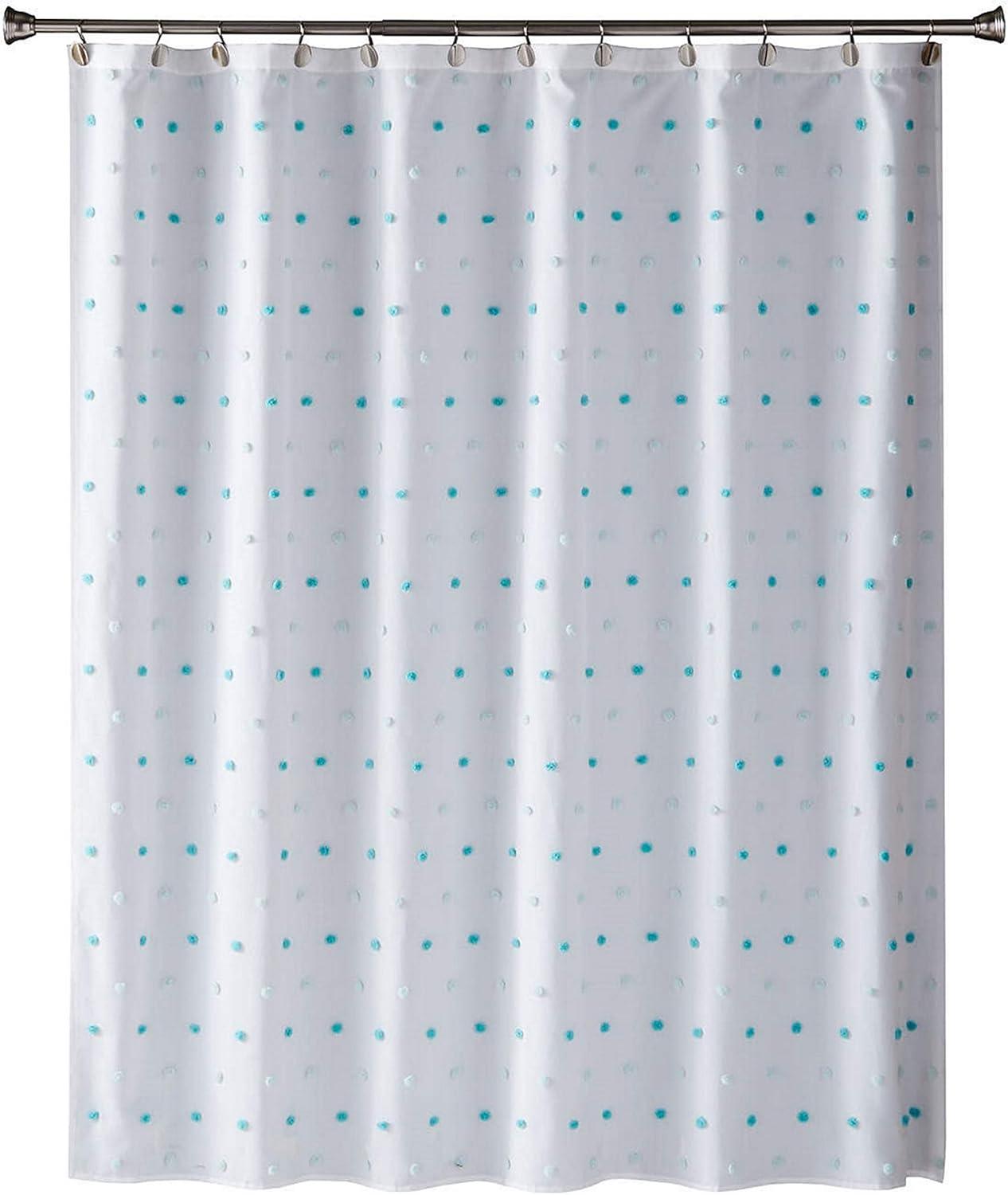 Colorful Dot Aqua Shower Curtain Aqua - Saturday Knight Ltd.: Polyester Swiss Dot, Machine Washable, Buttonhole Top