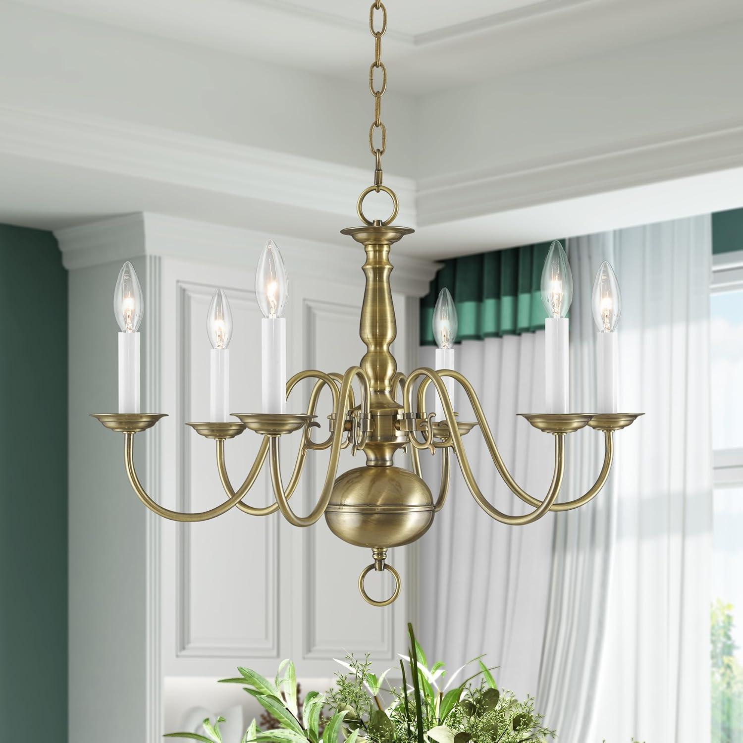 Livex Lighting Williamsburgh 6 - Light Chandelier in  Antique Brass