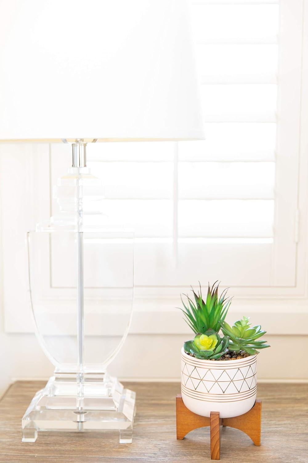 Chic Matte White Ceramic Tabletop Succulent Arrangement in Planter