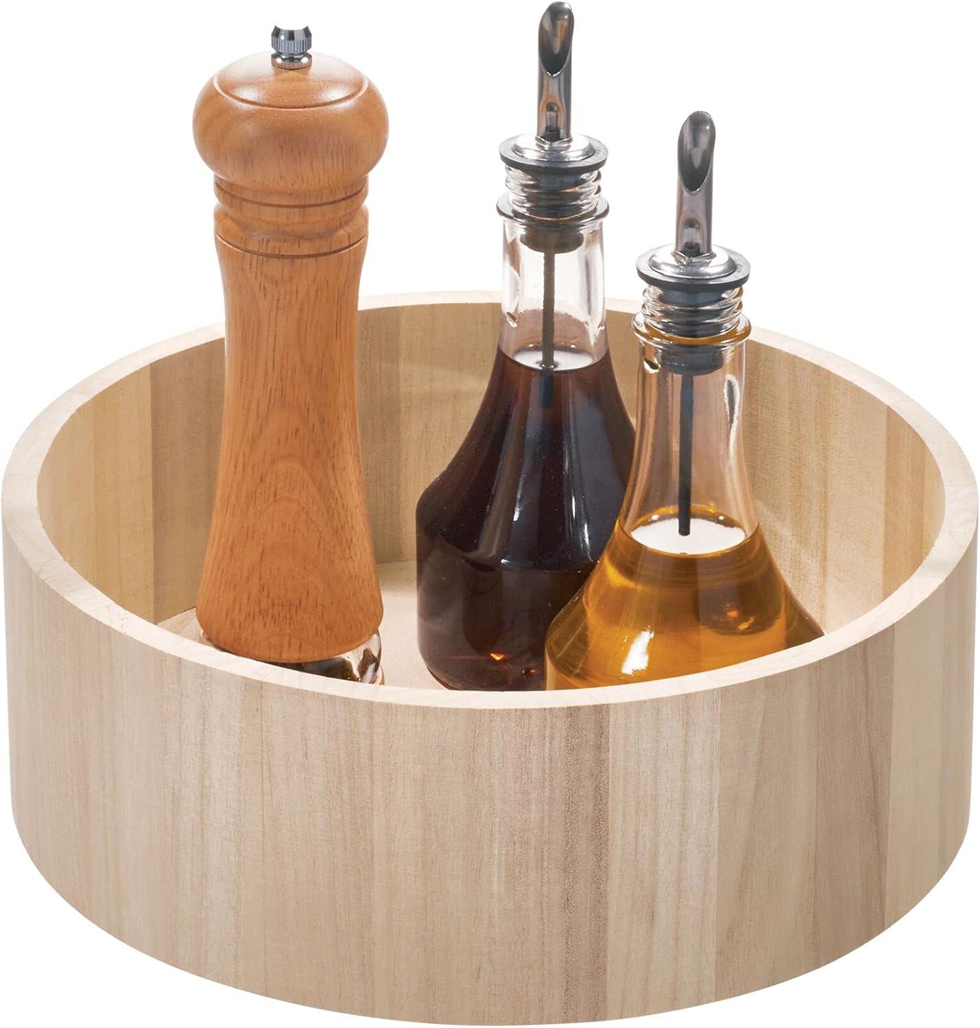 iDesign , Colección de Madera Renovable en Madera Paulownia, Organizador de Plato Giratorio de 10,5" de Alto