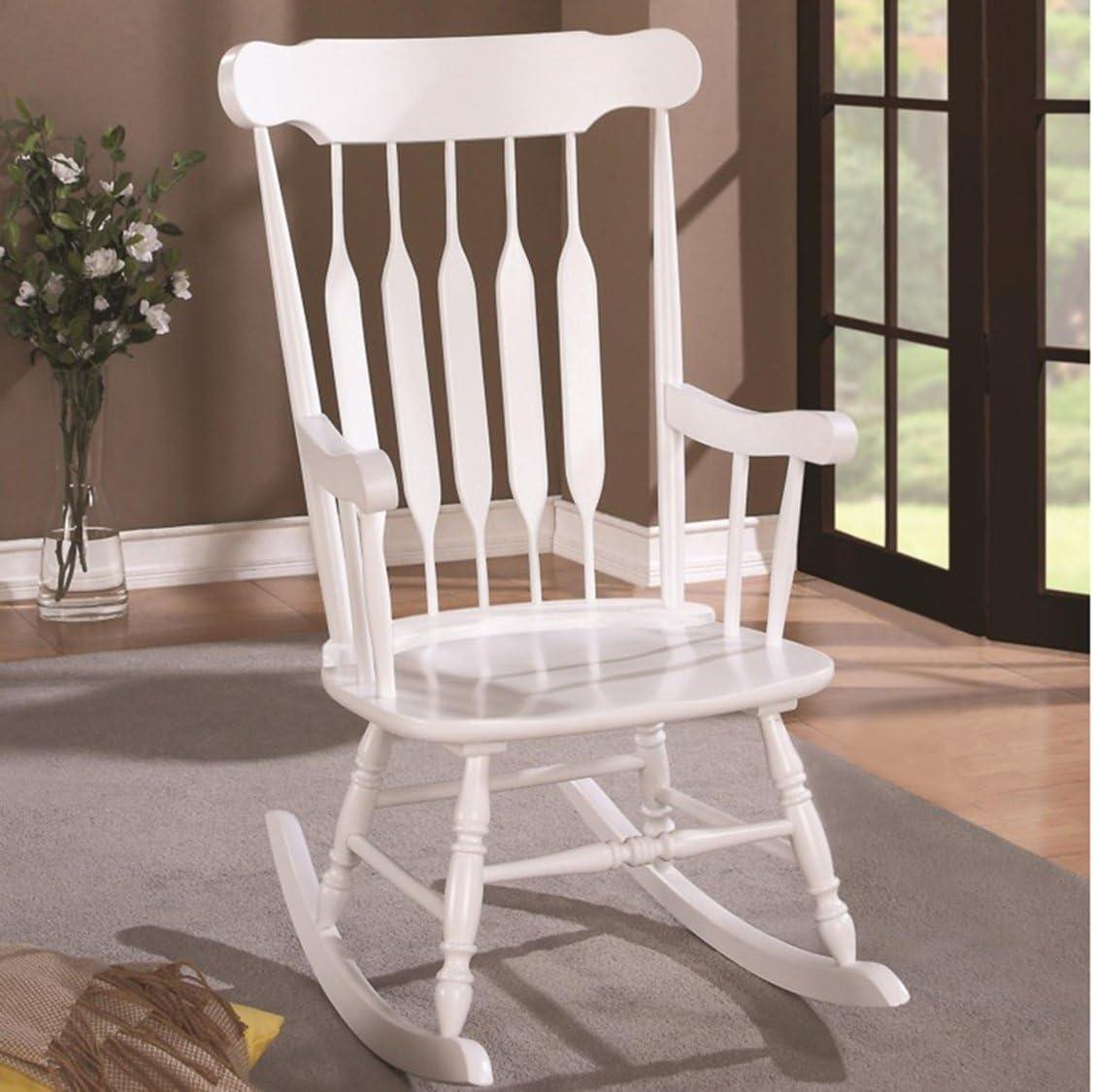 Gina White Traditional Wooden Rocking Chair 25"W x 34.75"D x 43.75"H