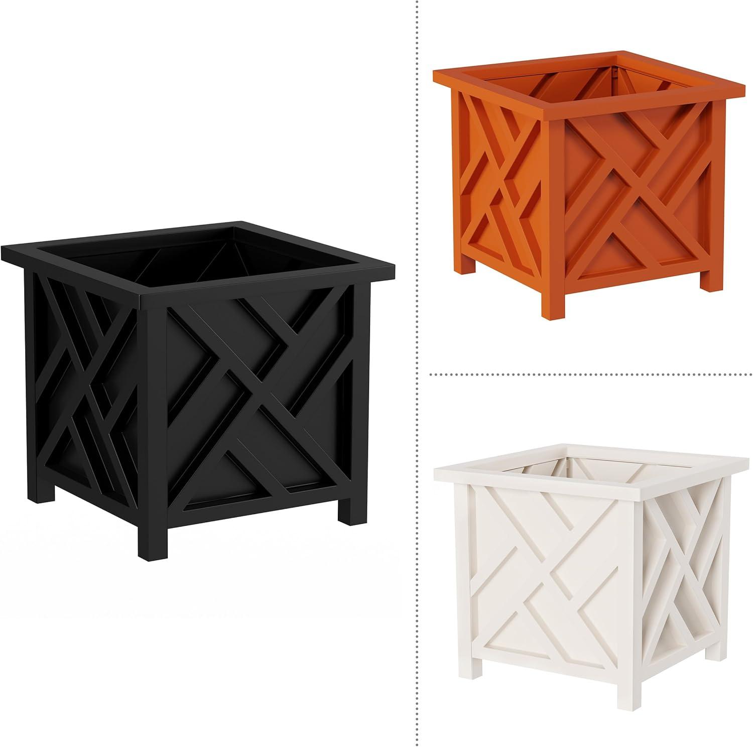 Pure Garden 2 -Pack Square 14.75-in W x 13-in H x Black Plastic Contemporary/Modern Outdoor Planter