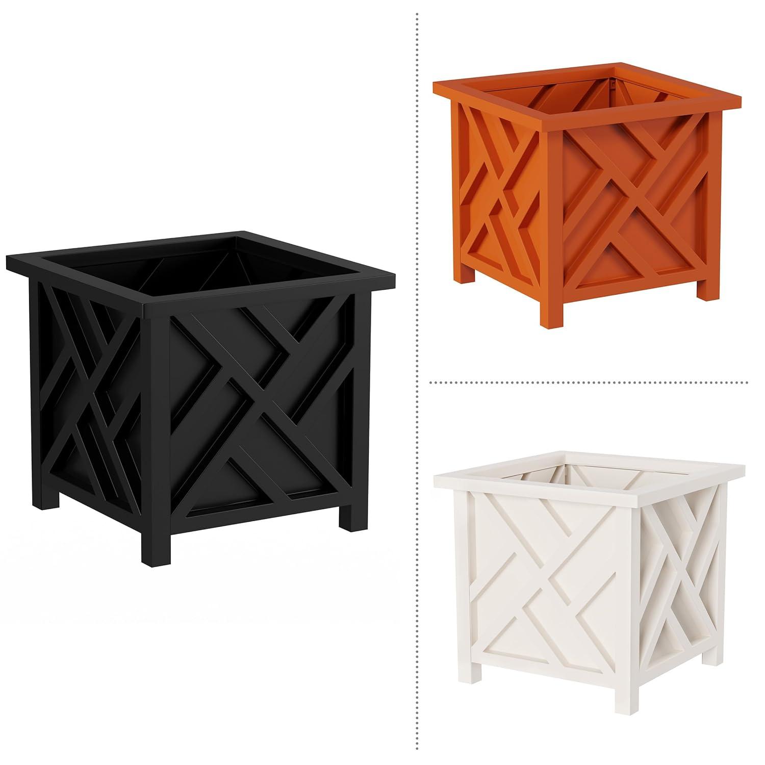 Pure Garden 2 -Pack Square 14.75-in W x 13-in H x Black Plastic Contemporary/Modern Outdoor Planter