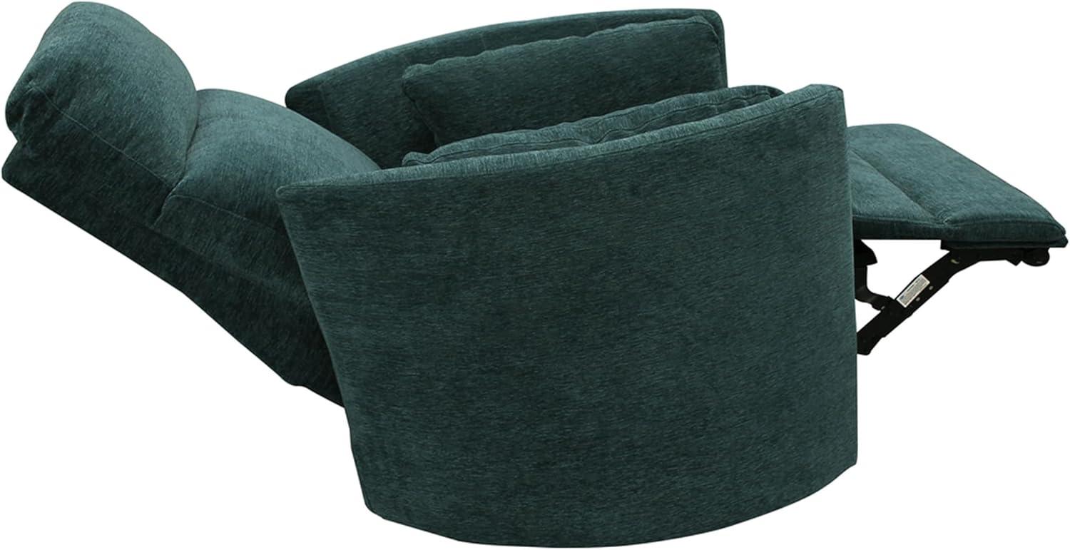 Contemporary Peacock Blue Leather Swivel Recliner Chair
