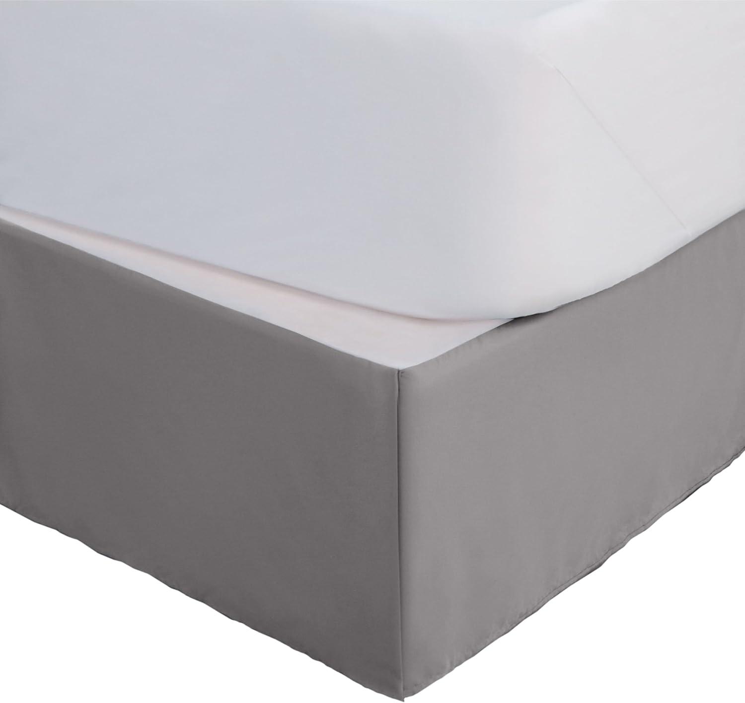 Gray Polyester Queen Bed Skirt with 15-inch Drop