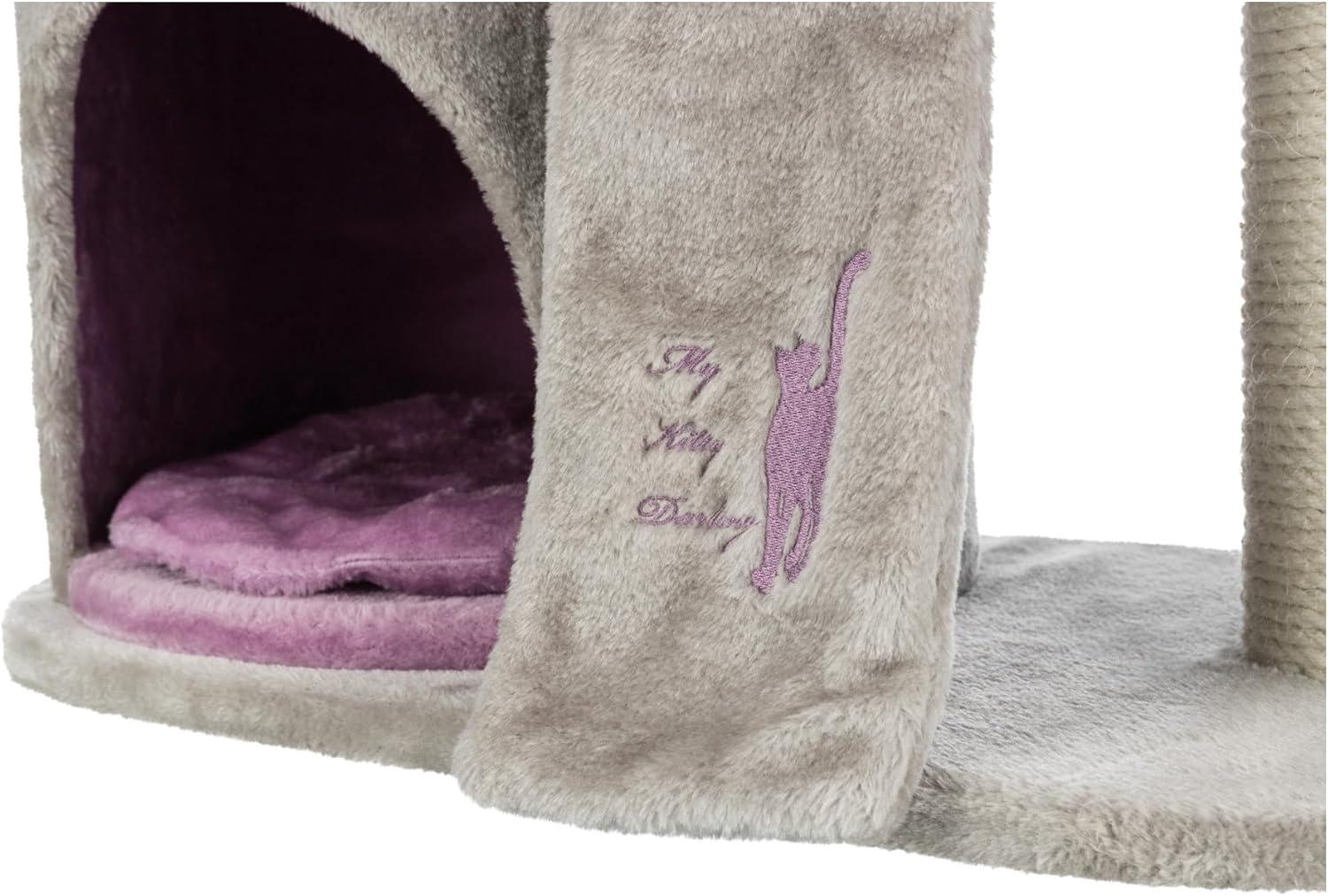TRIXIE My Kitty Darling Castle Condo, Plush Cat Tree, Sisal Scratching Post, Removable Bed, Crinkling Blanket, Cat Toy