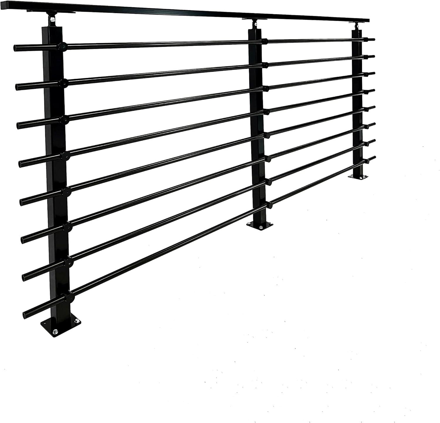 Adjustable Black Aluminum and Steel Banister Railing Kit