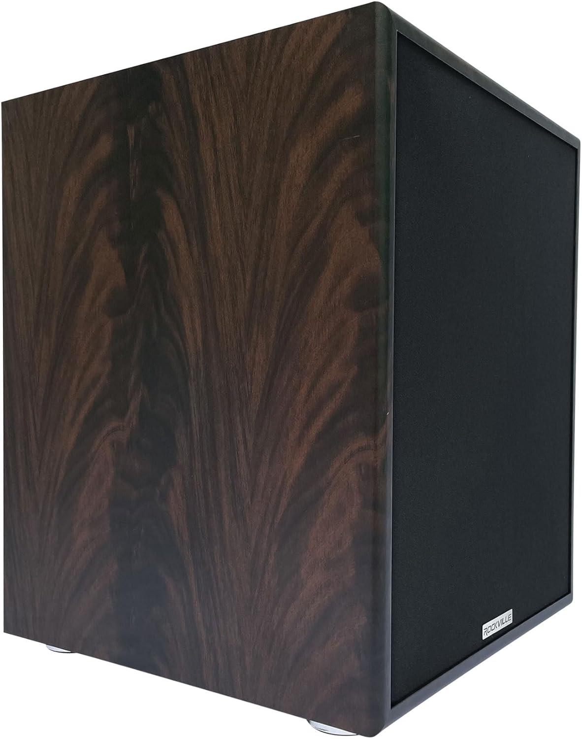 Rockville Rock Shaker Dark Wood 800w 12" Powered Home Theater Subwoofer Sub