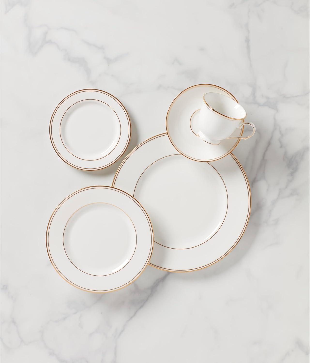 White and Gold Porcelain 5-Piece Formal Place Setting