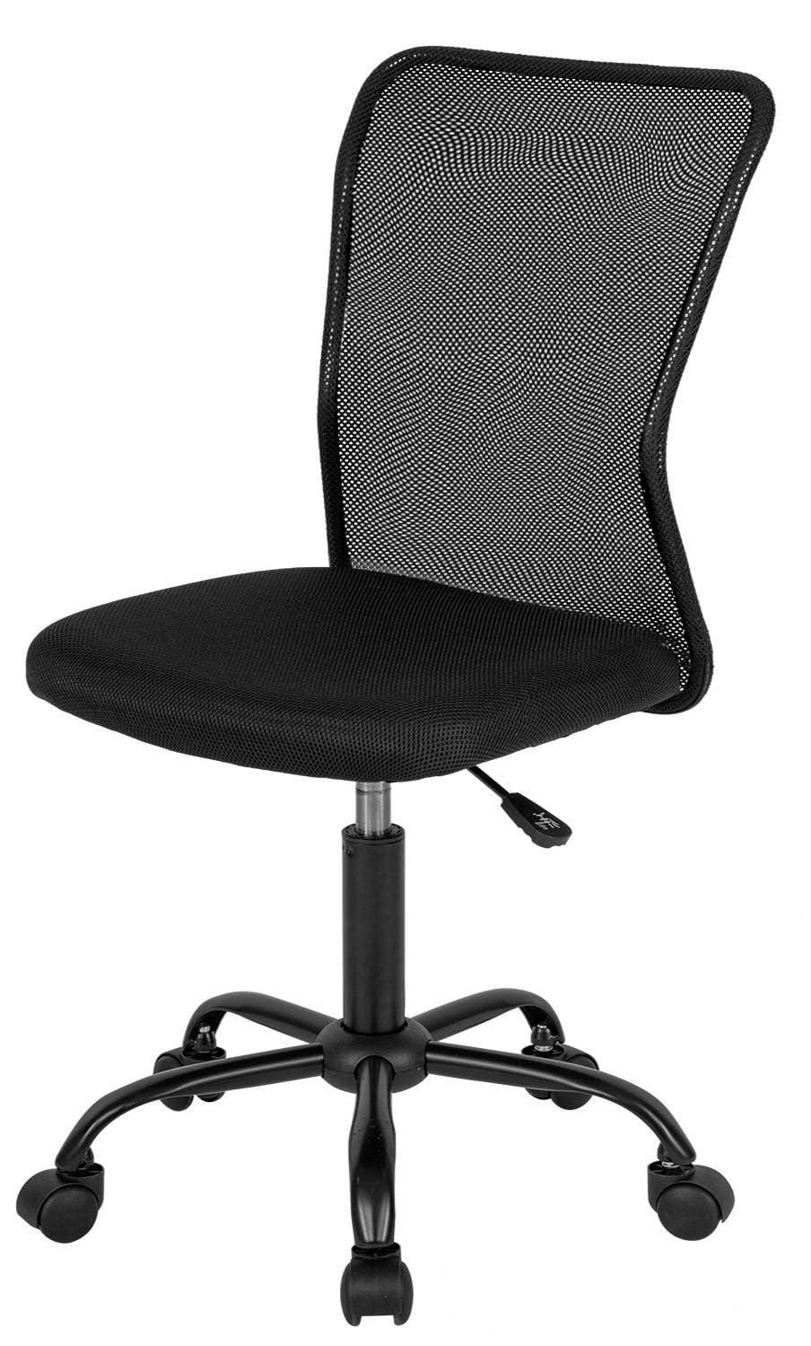 FDW Home Office Chair Mid Back Mesh Desk Chair Armless Computer Chair Rolling Swivel Chair with Lumbar Support,Black