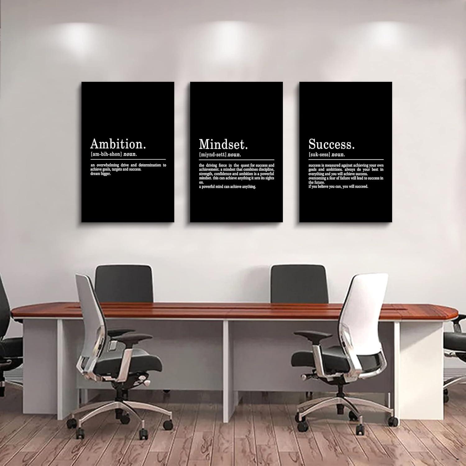 Black and White Motivational Quote Canvas Wall Art Set