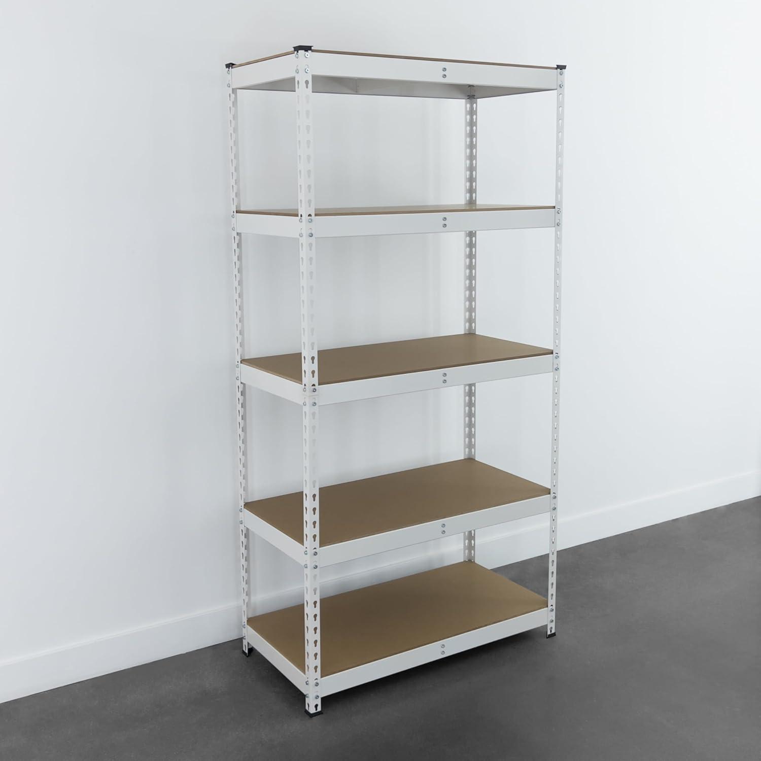 White Heavy Duty Steel 5-Tier Modular Storage Shelving Unit