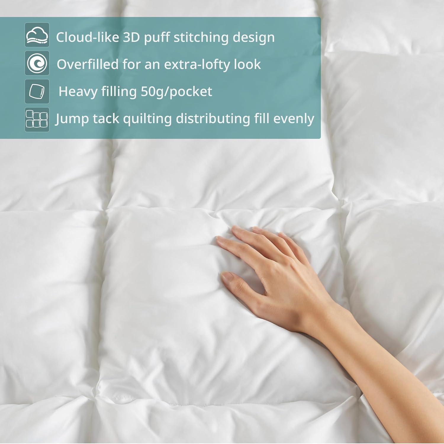 Full/Queen Stay Puffed Overfilled Down Alternative Comforter White - Madison Park