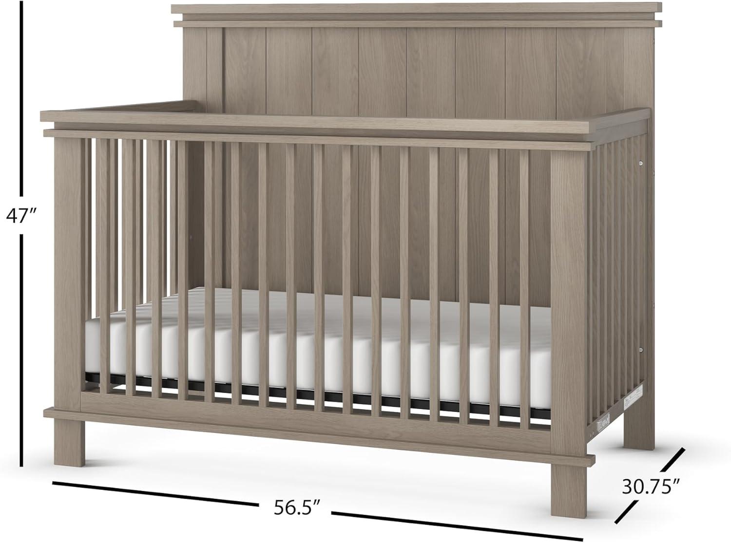 Child Craft Denman Crib and Dresser Nursery Set, 2-Piece, Includes 4-in-1 Convertible Crib and 3-Drawer Dresser, Grows with Your Baby (Crescent Gray)