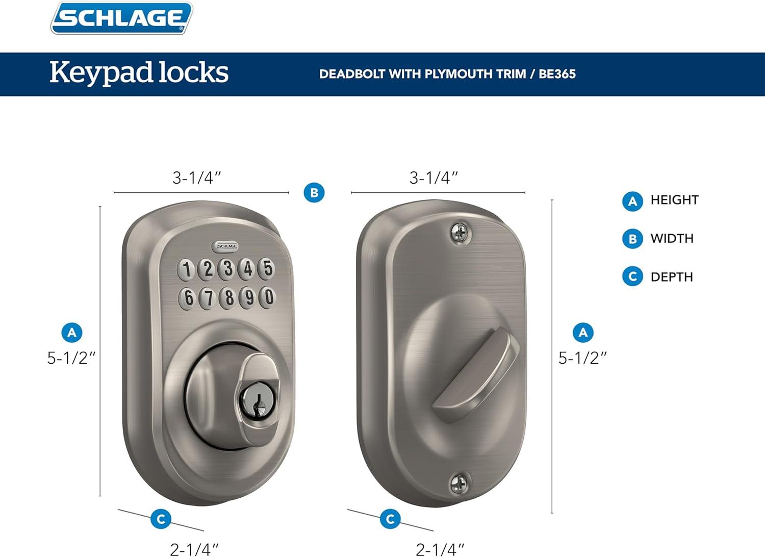 Schlage Schlage Keypad Deadbolt with Plymouth Trim