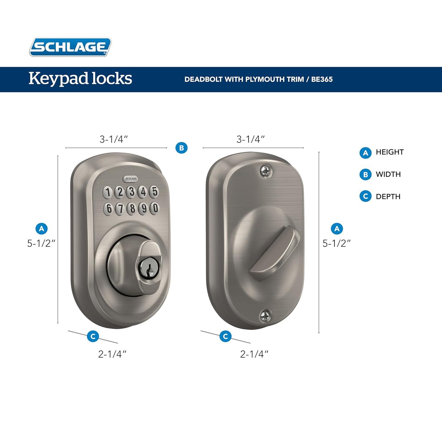 Schlage Schlage Keypad Deadbolt with Plymouth Trim