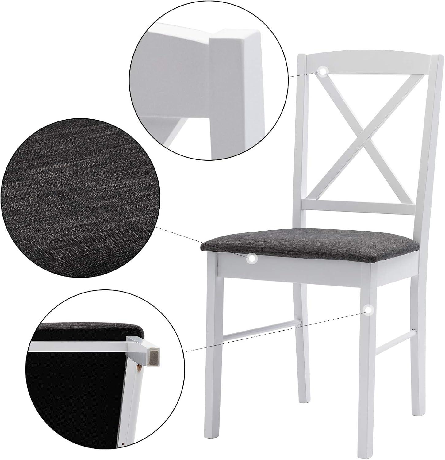 Duhome Set of 2 Dining Chairs with Solid Wood Linen Upholstered Armless Cross back for Dining Room Kitchen White 2 Pack