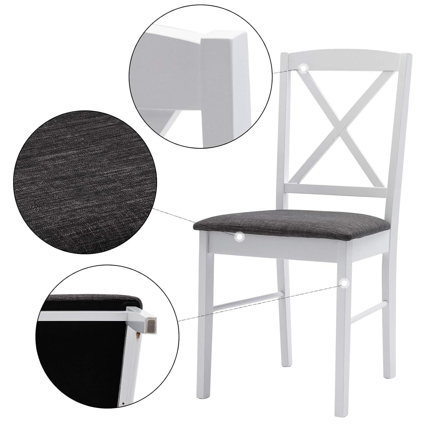 Duhome Set of 2 Dining Chairs with Solid Wood Linen Upholstered Armless Cross back for Dining Room Kitchen White 2 Pack